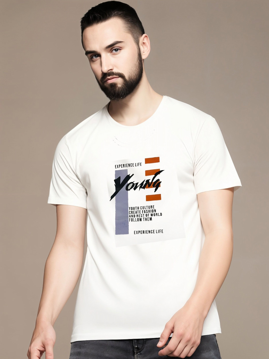 

MACK JONNEY Men Typography Printed Raw Edge T-shirt, White