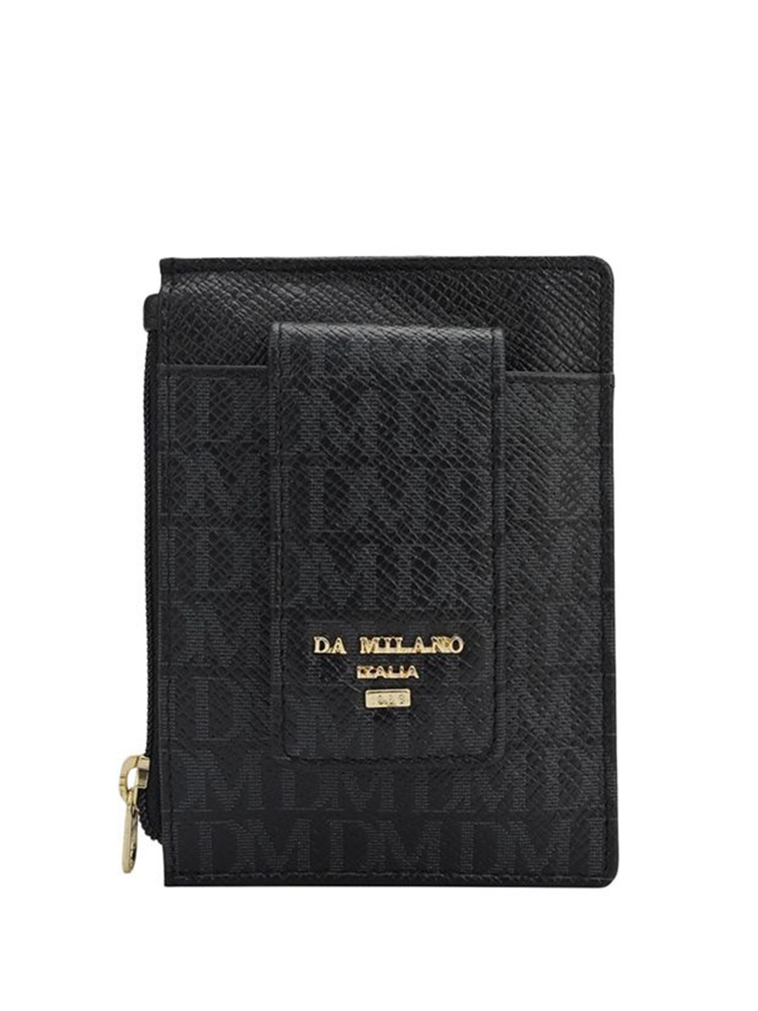 

Da Milano Men Textured Leather Money Clip, Black