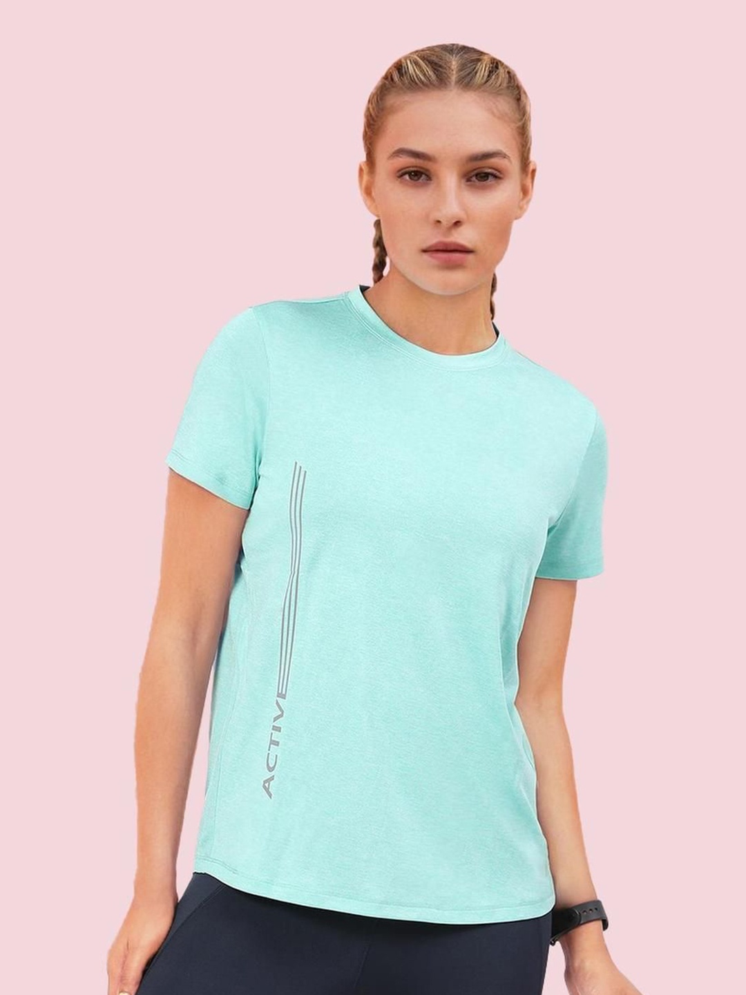 

Enamor Women Extended Sleeves Antimicrobial Pockets T-shirt, Blue