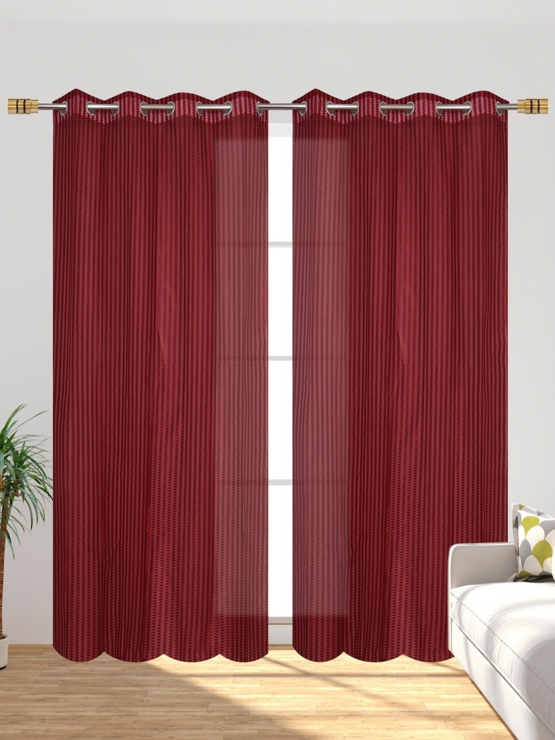 

Galaxy Home Decor Maroon 2 Pieces Abstract Printed Transparent Door Curtain