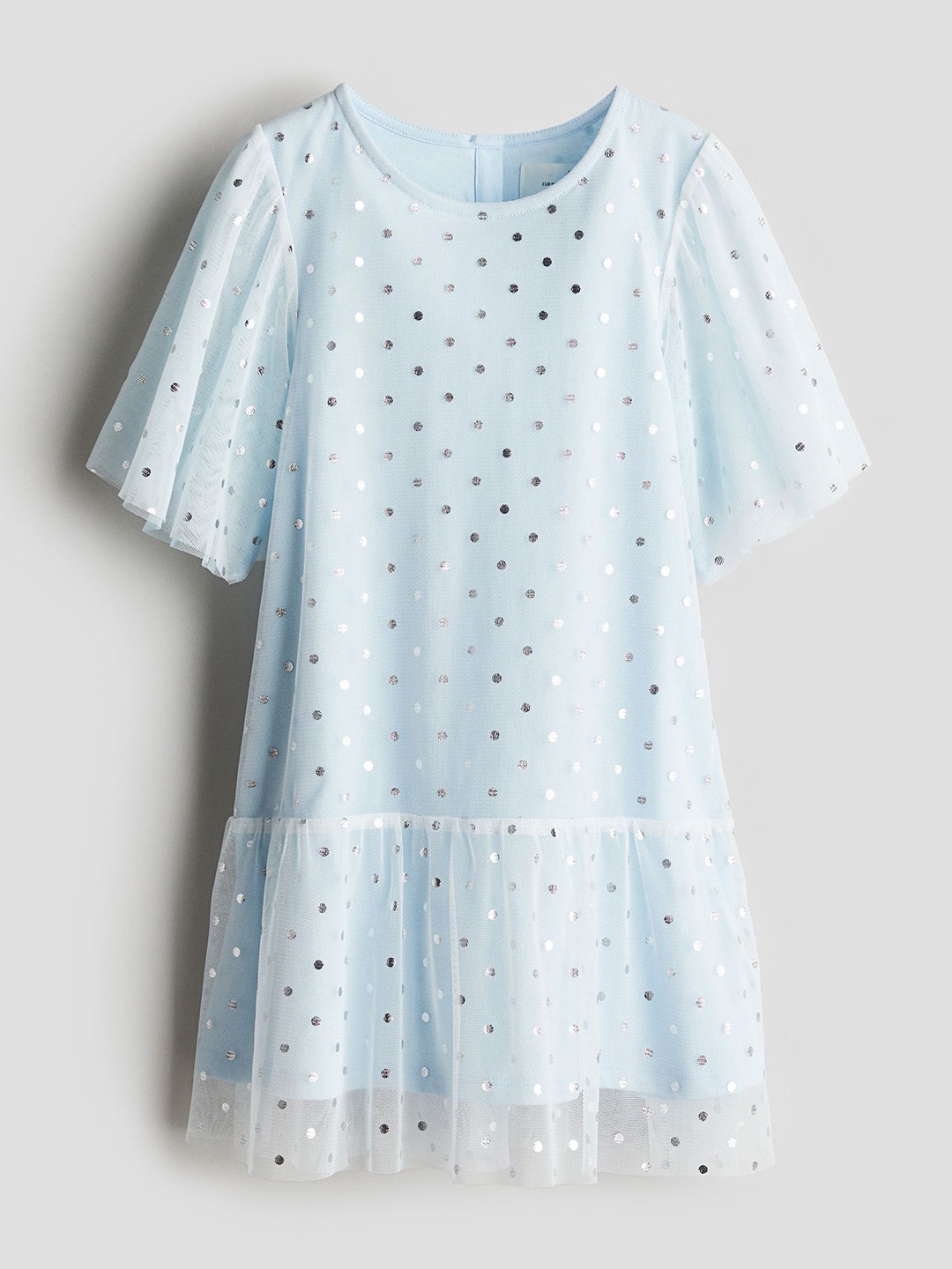 

H&M Foil-Print Tulle Dress, Blue