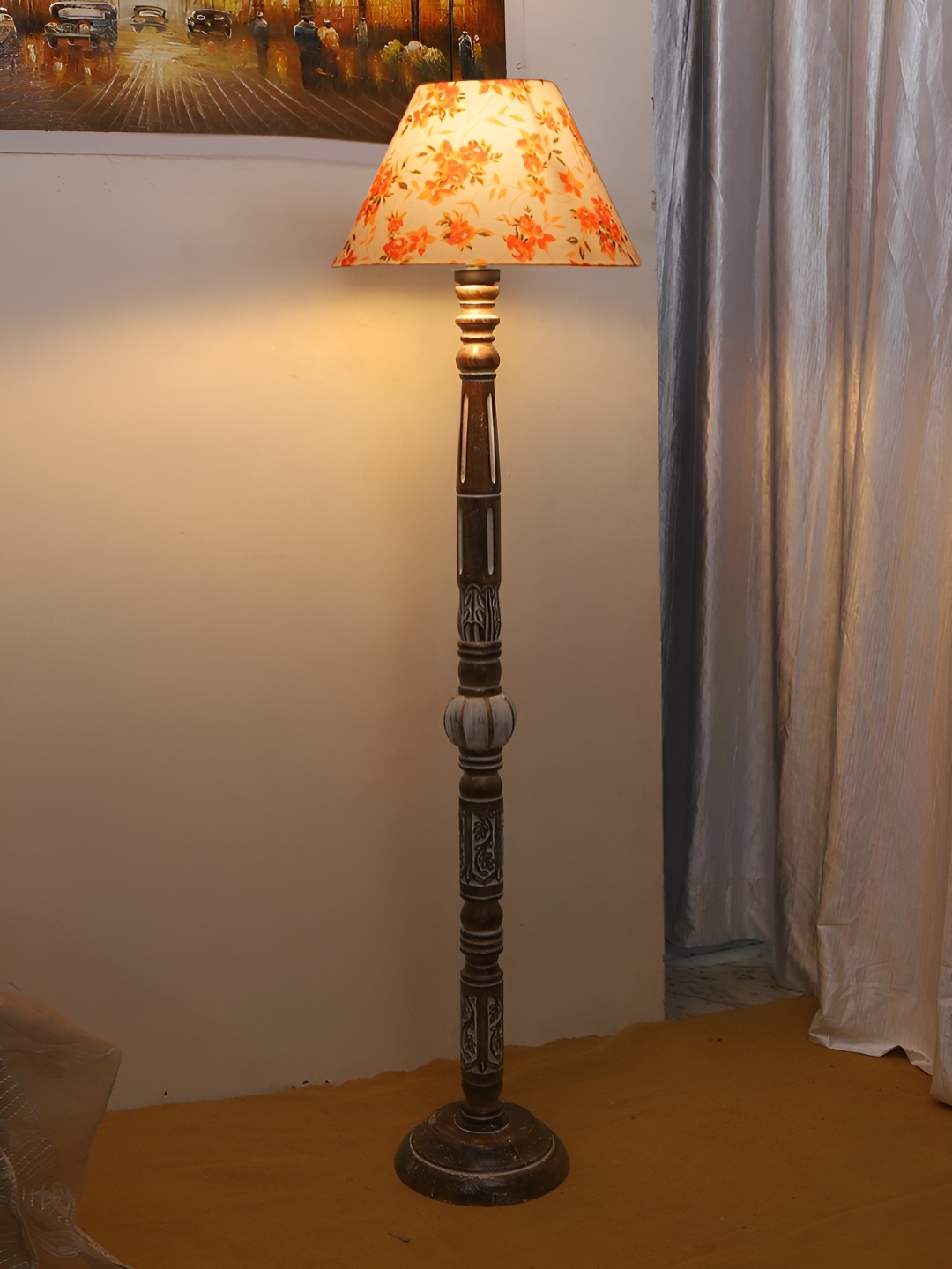 

Devansh White & Brown Conical Wooden Floor Lamp