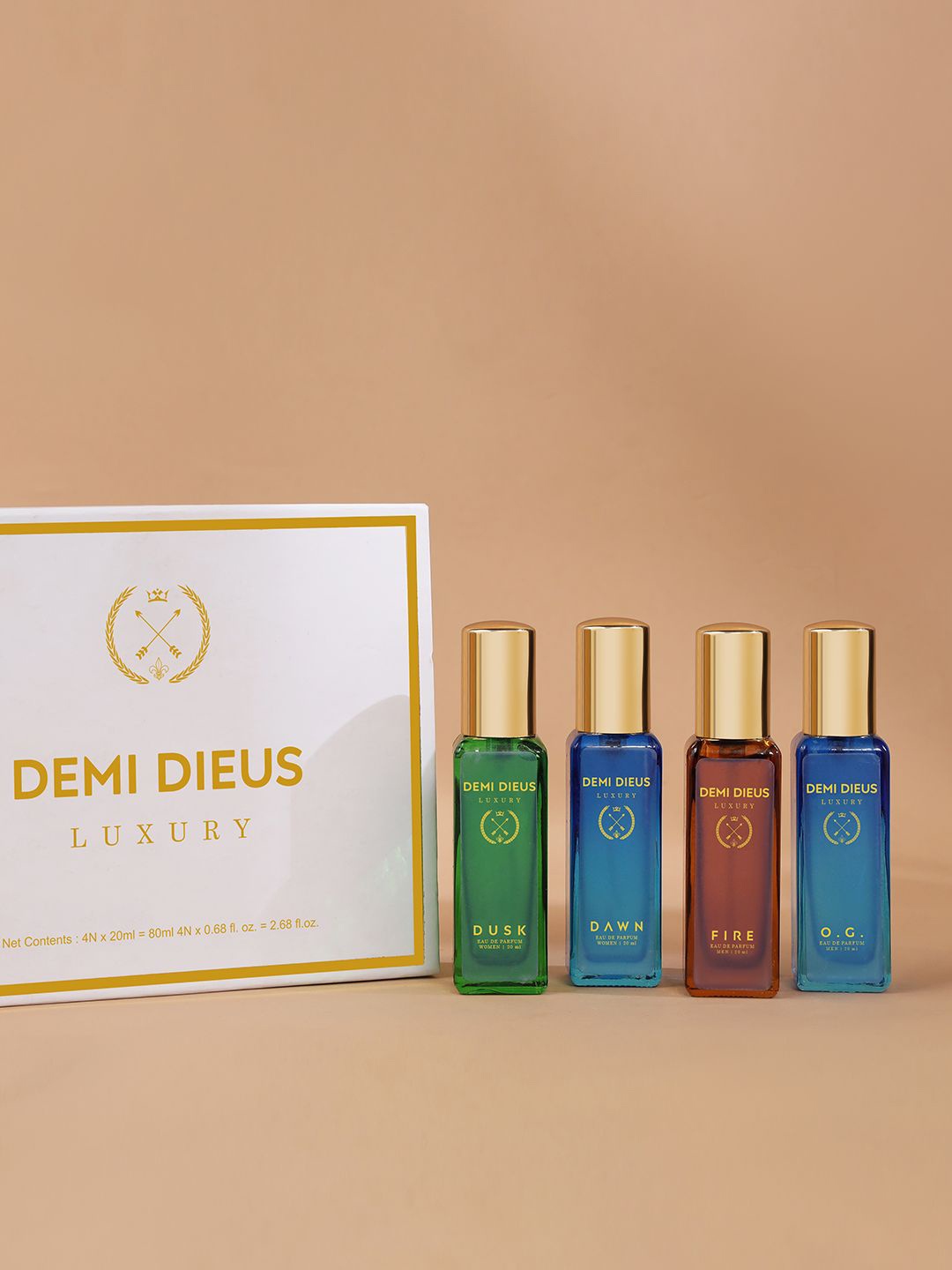 

DEMI DIEUS Luxury Set Of 4 Long Lasting Perfume Gift Set - 20 ml Each, White