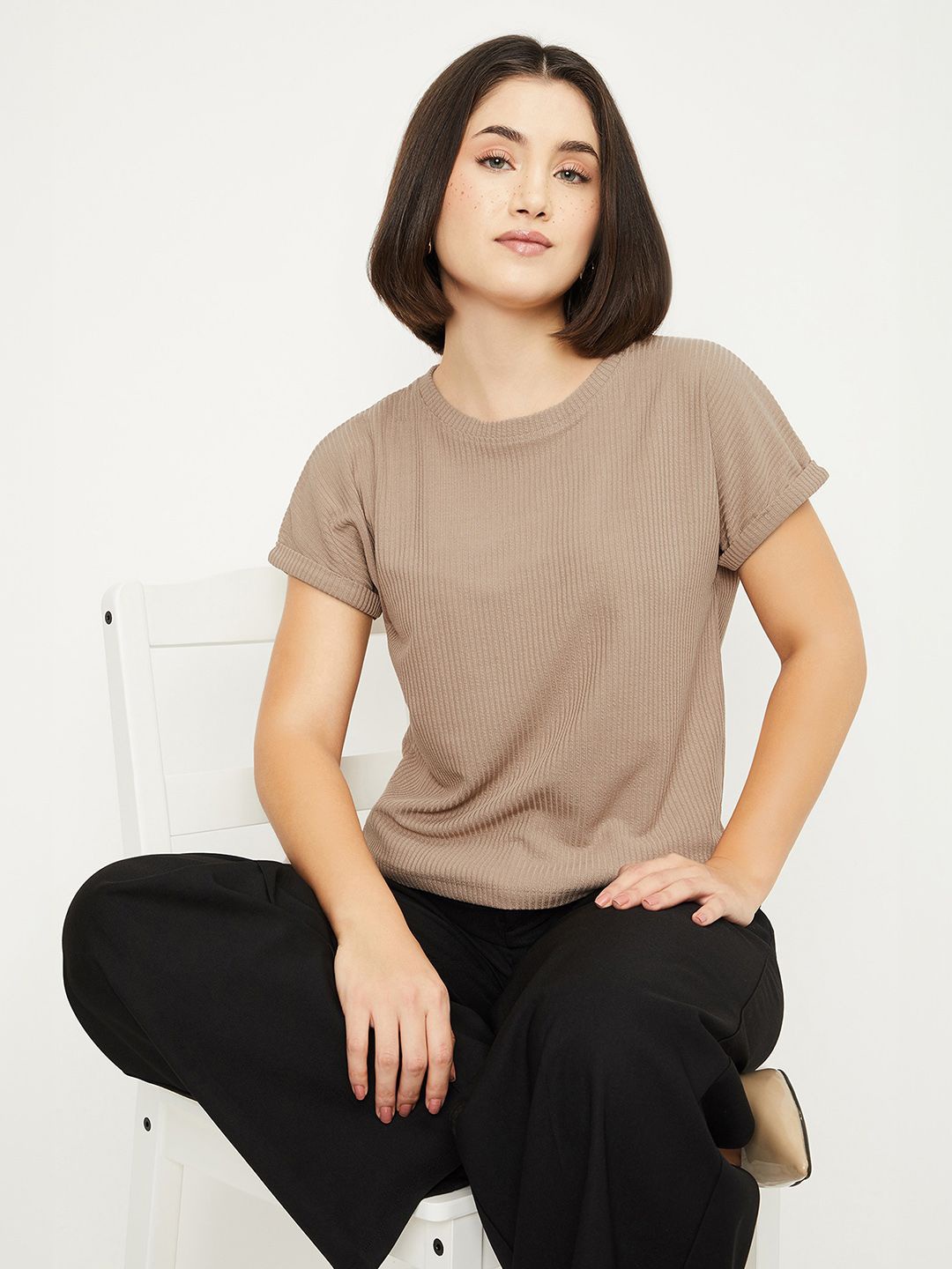 

max Extended Sleeves Top, Brown