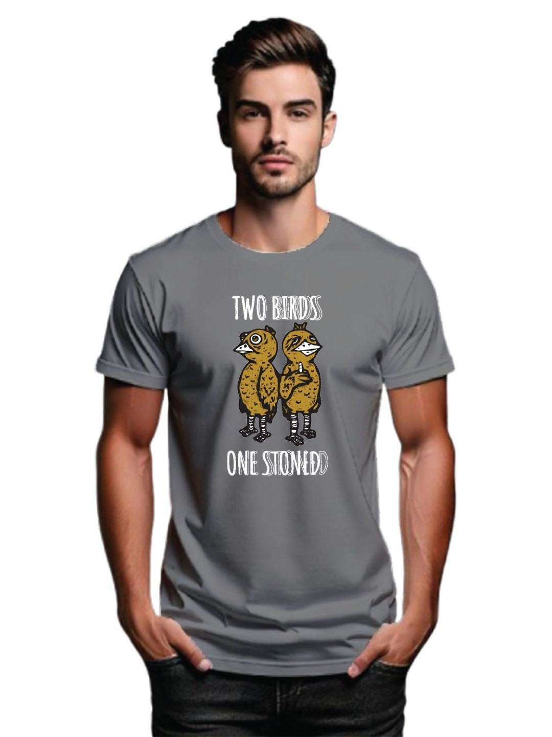

Tantra Men Typography Printed Applique T-shirt, Grey