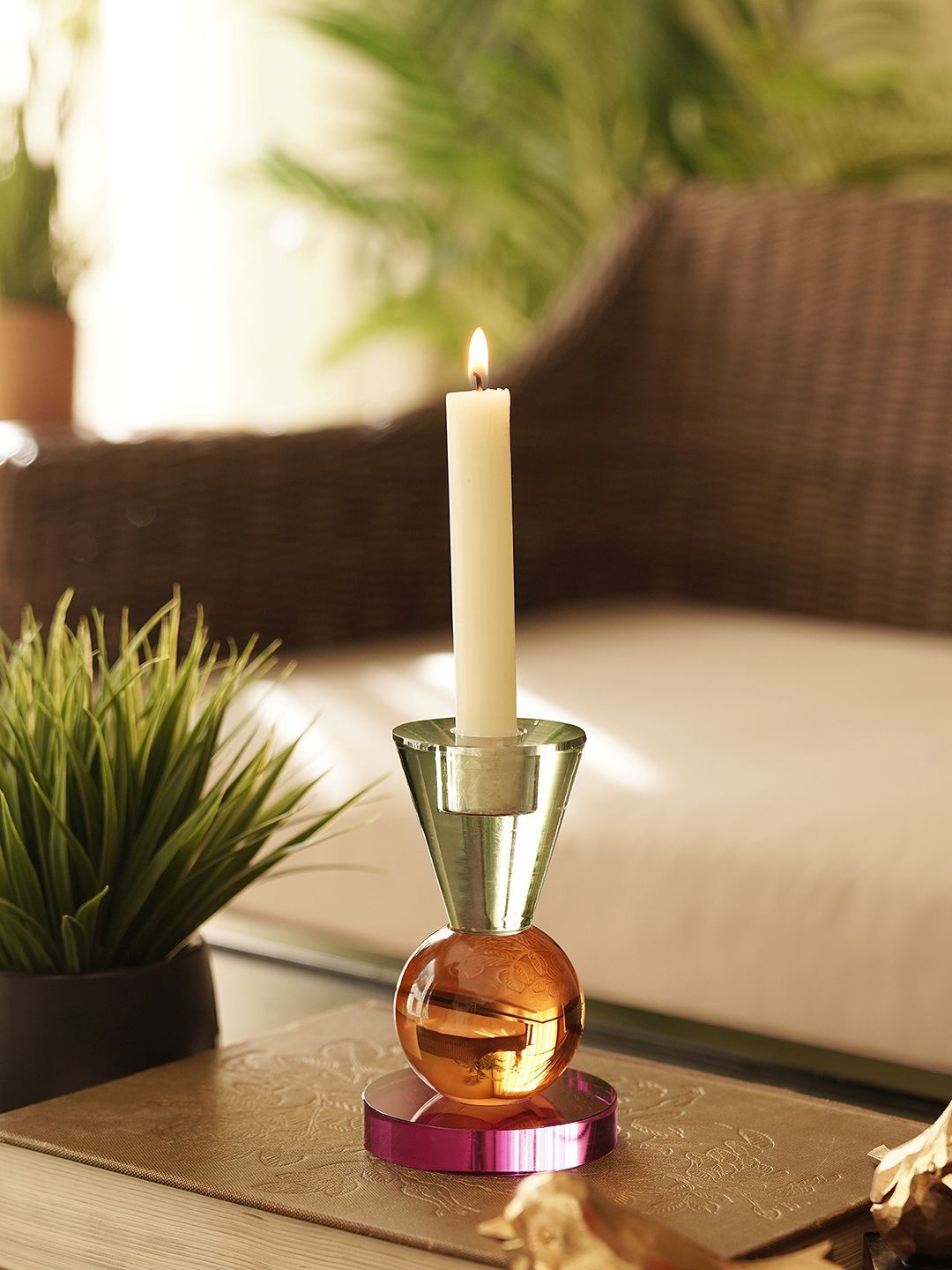 

Pure Home and Living Green & Orange Candle Holder