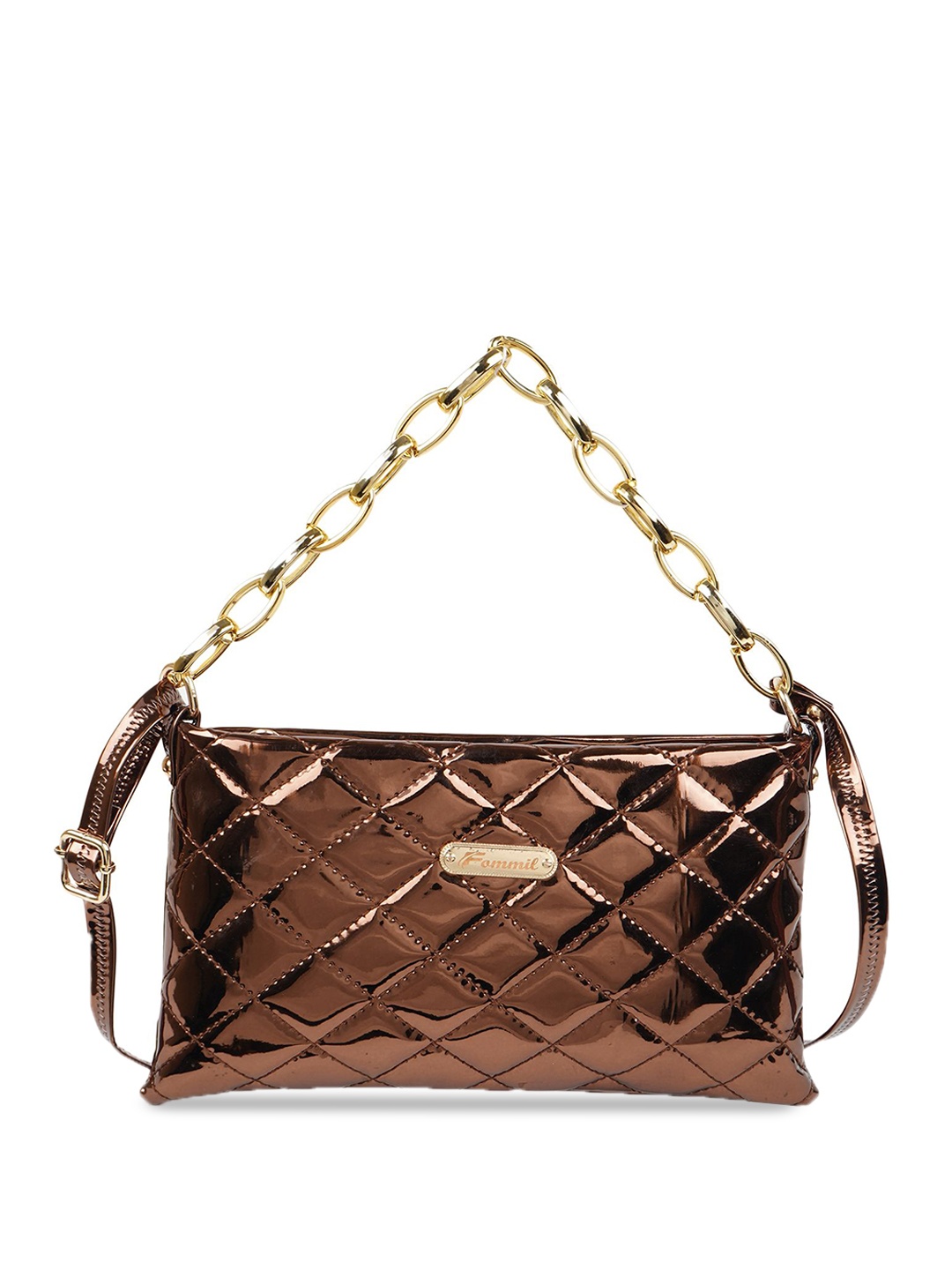 

FOMMIL Structured Sling Bag with Quilted, Brown