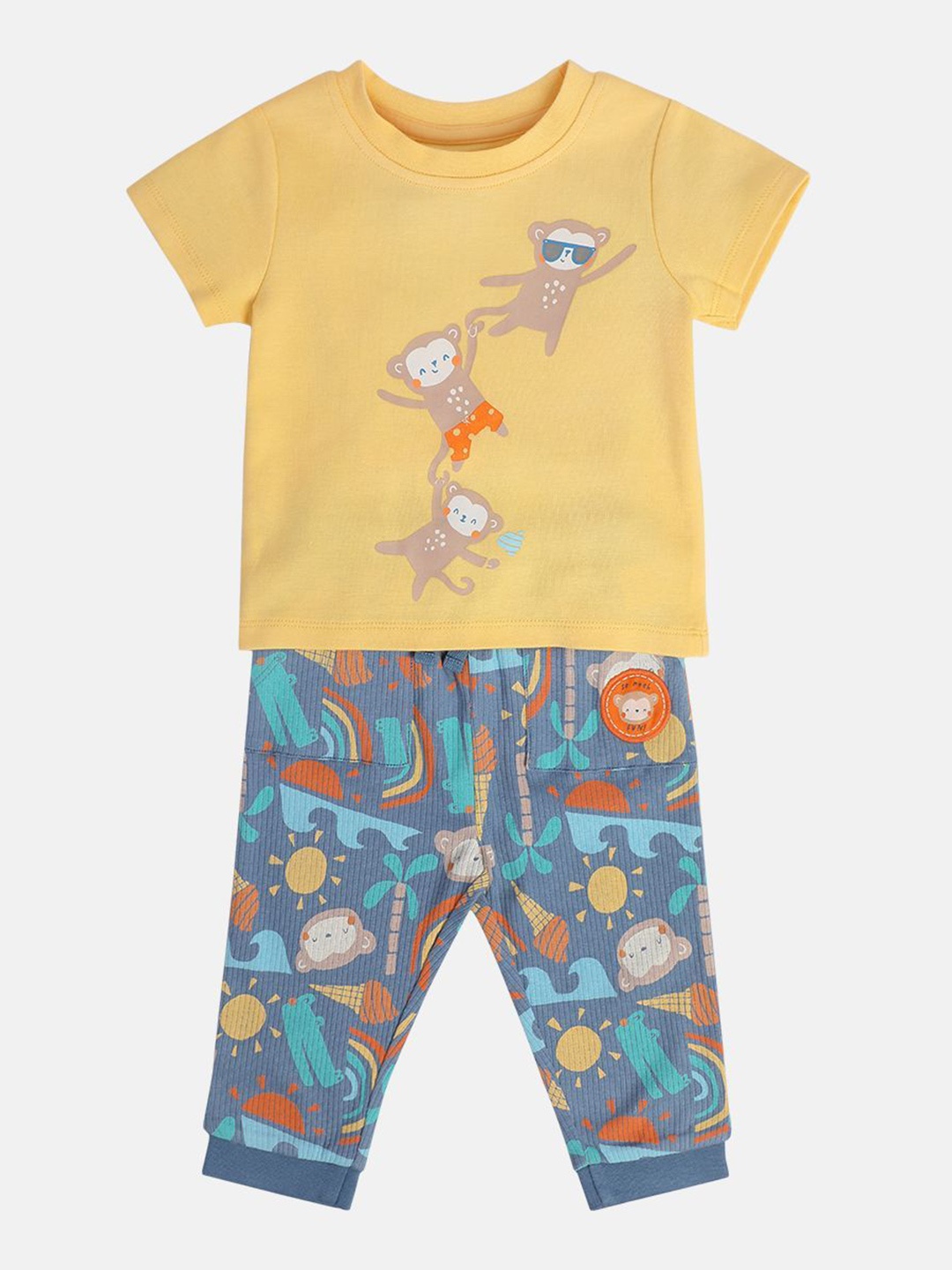 

MINI KLUB Boys Printed T-shirt with Pyjamas, Yellow