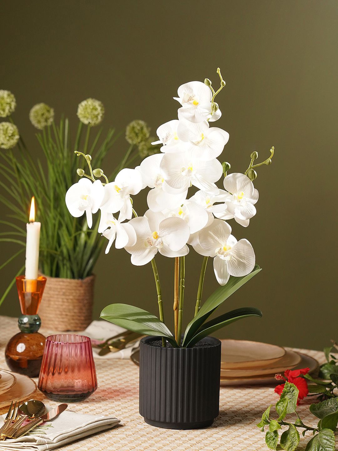 

Pure Home and Living Beige 1 Pieces Orchid Artificial Flower With Pot