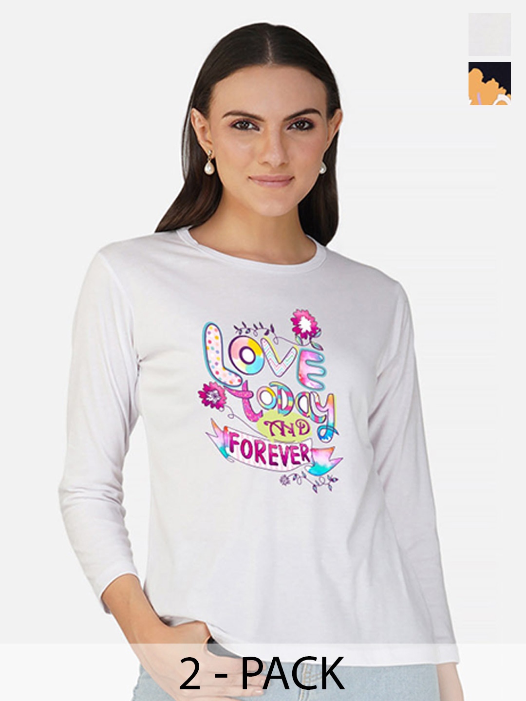 

Metronaut Women 2 Printed Bio Finish Applique T-shirt, White
