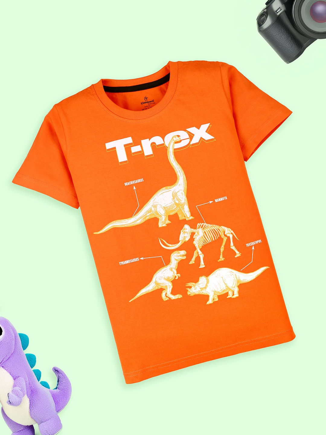 

KiddoPanti Boys Printed T-shirt, Orange
