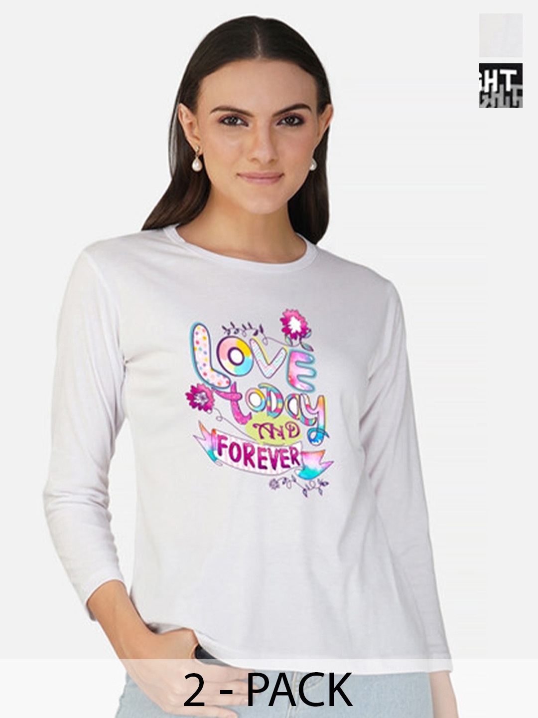 

Metronaut Women 2 Printed Bio Finish Applique T-shirt, White