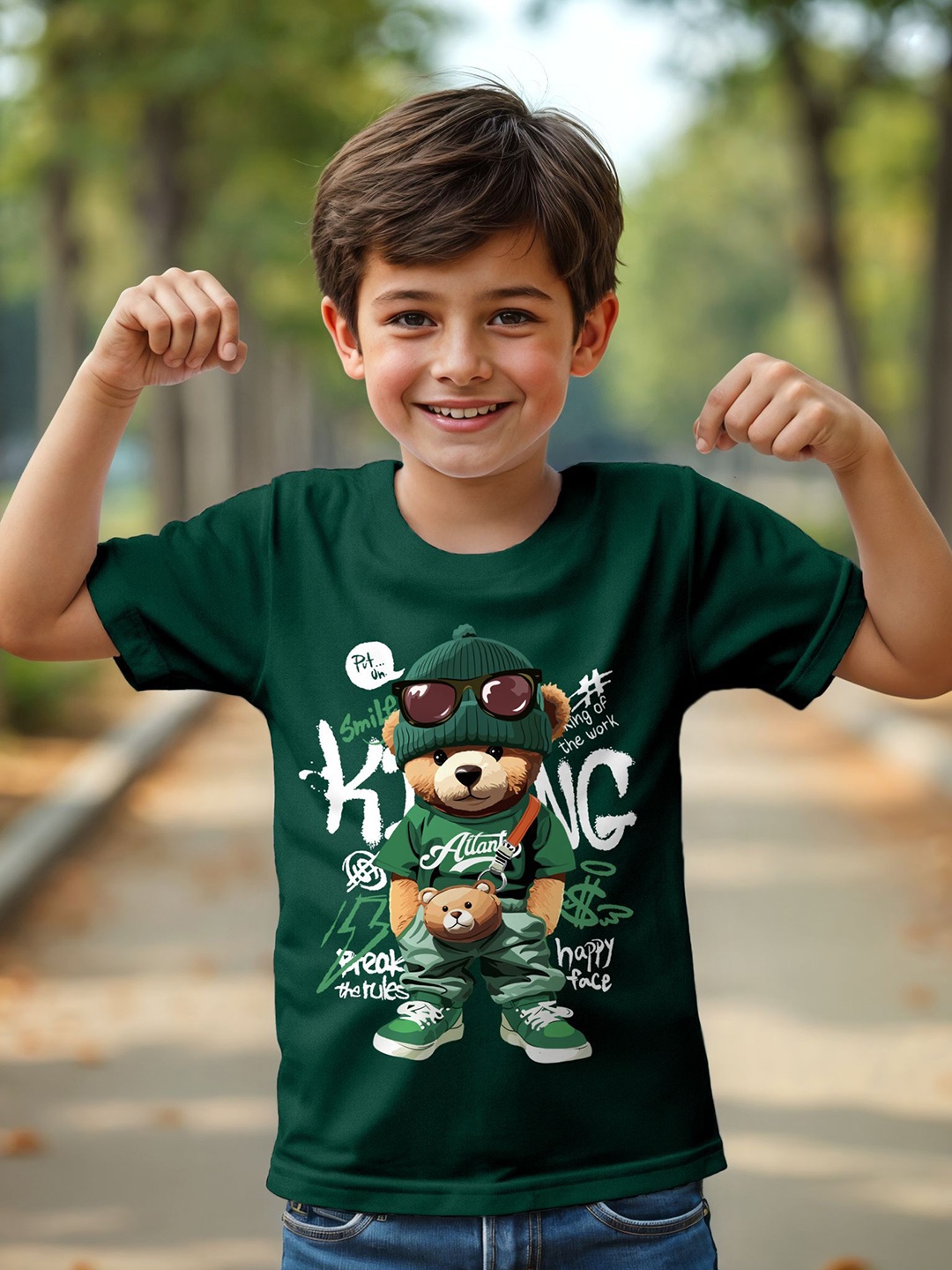 

Provogue Boys Typography Printed T-shirt, Green