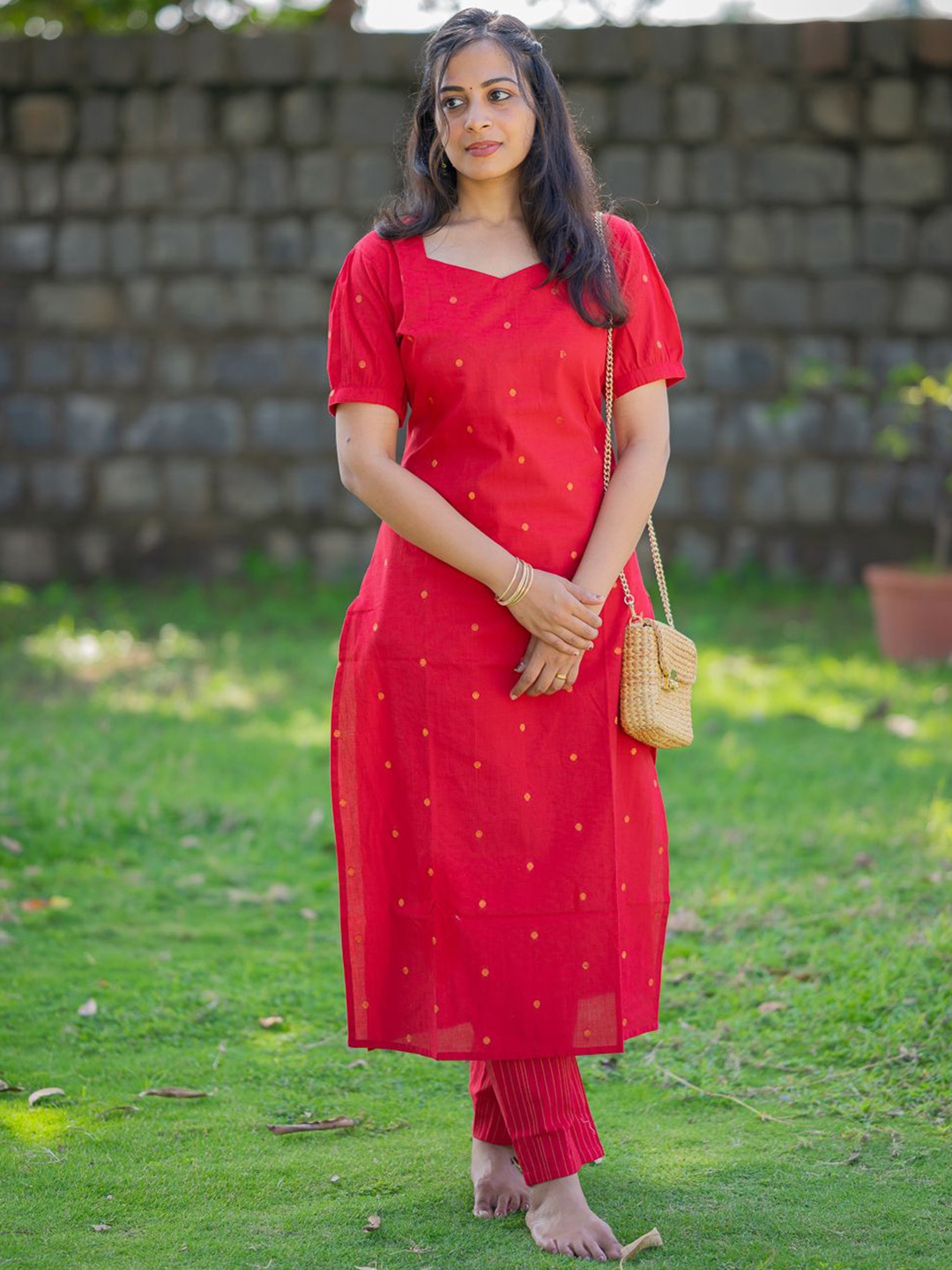 

Vastara the Label Women Regular Pure Cotton Kurta with Trousers, Red