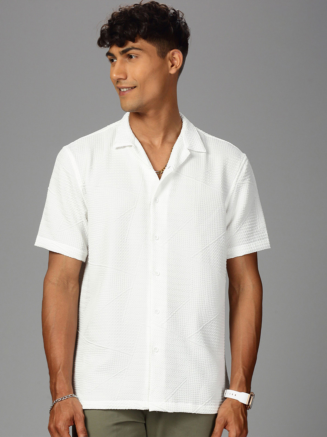 

British Club Men Comfort Opaque Casual Shirt, White
