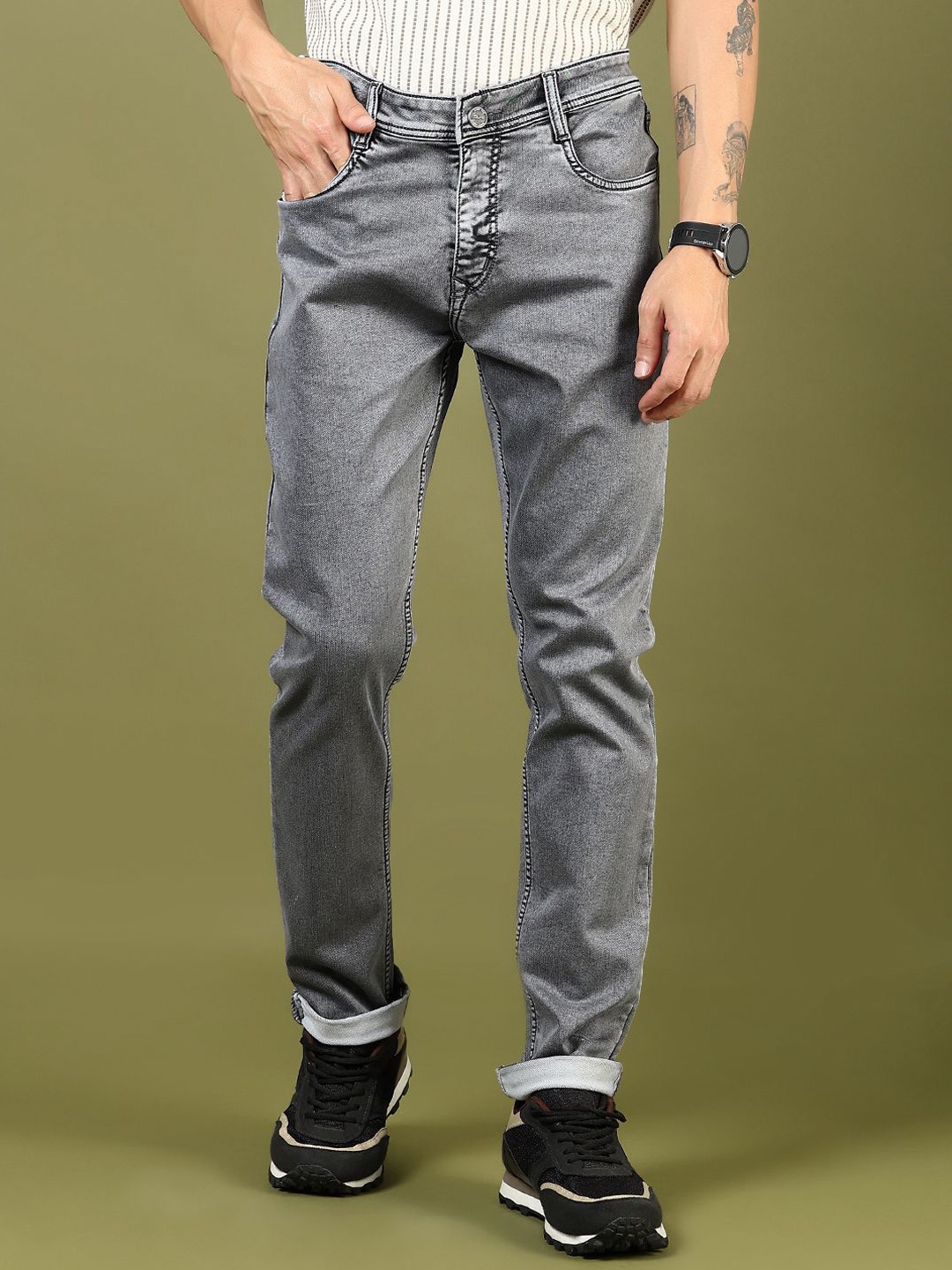 

V-Mart Men Light Fade Jeans, Grey