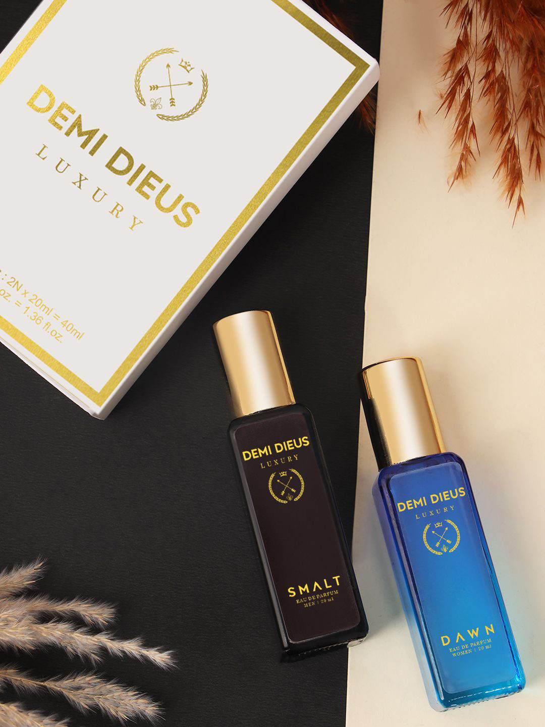 

DEMI DIEUS Luxury Set Of 2 Long Lasting Perfume Gift Set - 20 ml Each, Blue