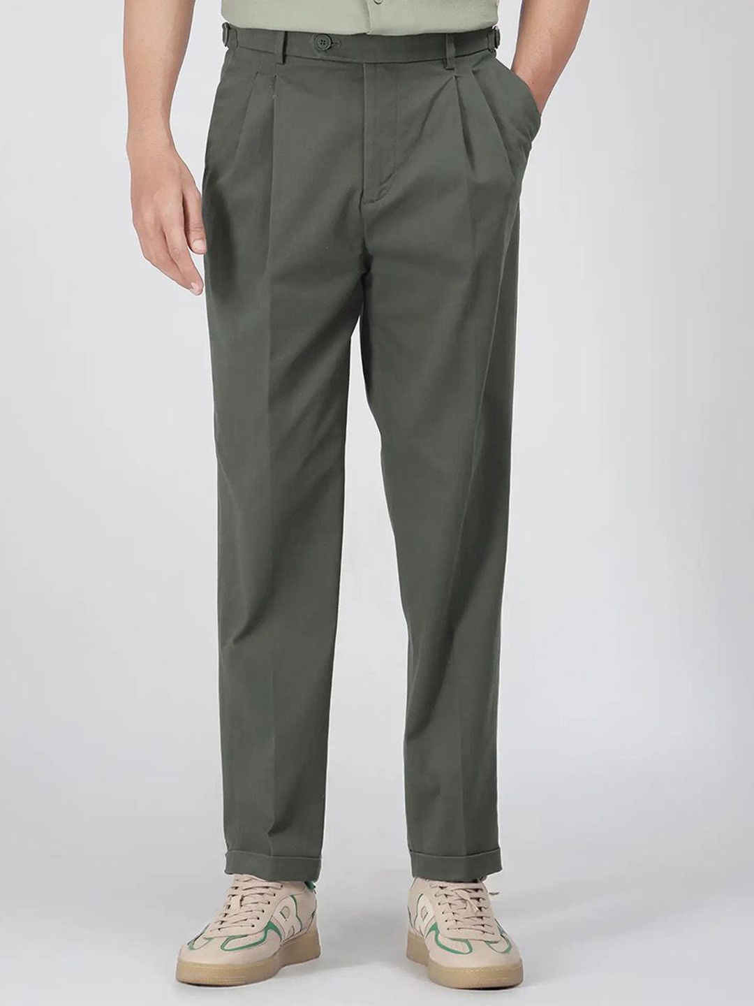 

RARE RABBIT Men Tailored Pleated Trousers, Olive