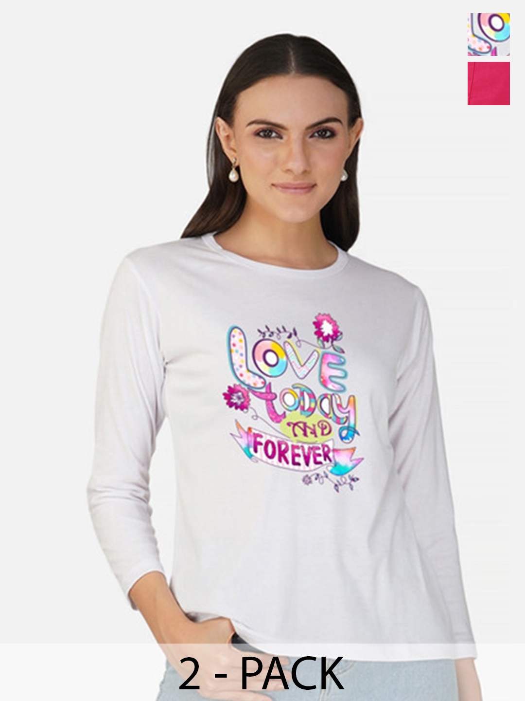 

Metronaut Women 2 Printed Bio Finish Applique T-shirt, White