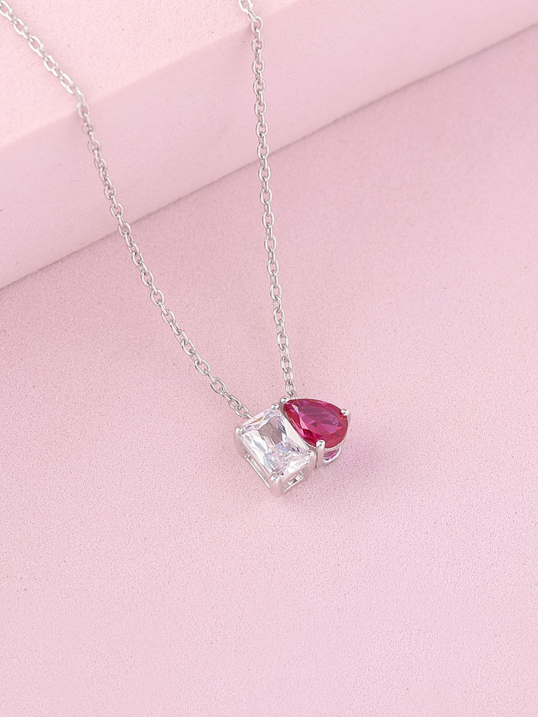 

Ornate Jewels Rhodium-Plated Contemporary Pendants with Chains, Silver