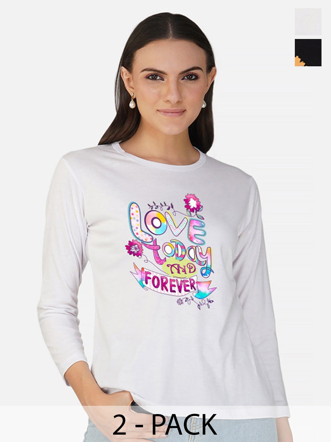 

Metronaut Women 2 Printed Bio Finish Applique T-shirt, White