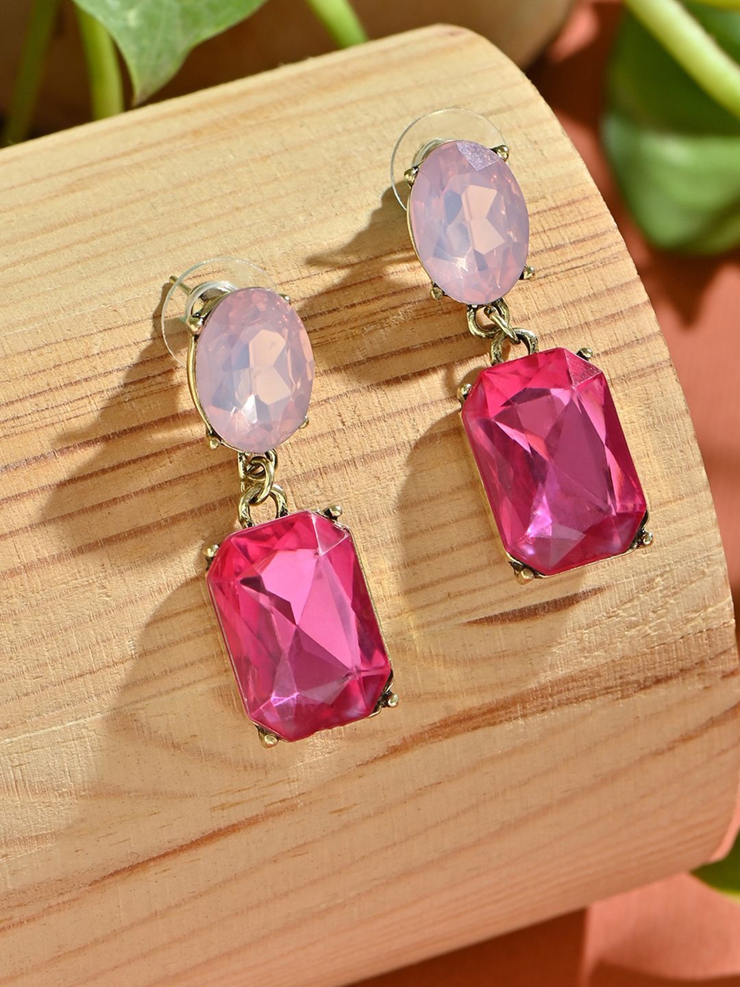 

ToniQ Geometric Drop Earrings, Pink