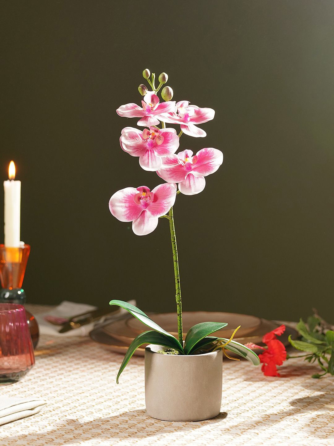 

Pure Home and Living Pink 1 Pieces Orchid Artificial Flower With Pot