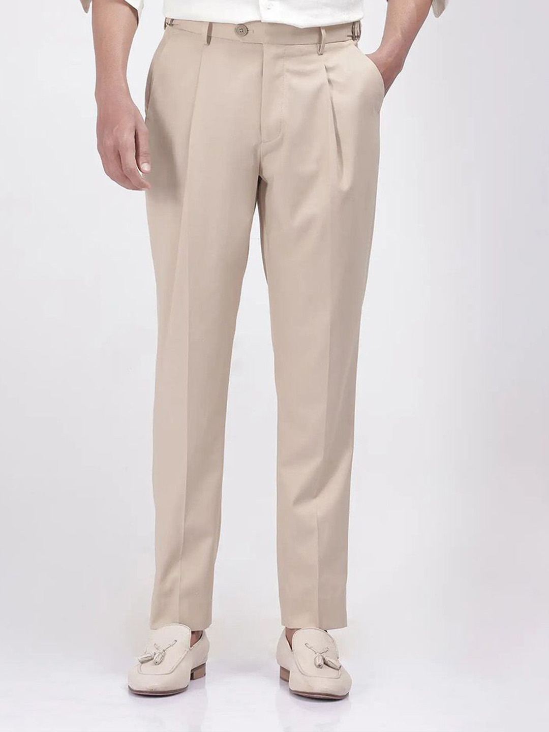 

RARE RABBIT Men Tailored Pleated Trousers, Beige