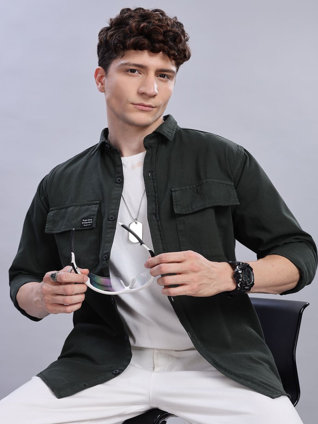 

FOUL CHILD Men Opaque Casual Shirt, Grey