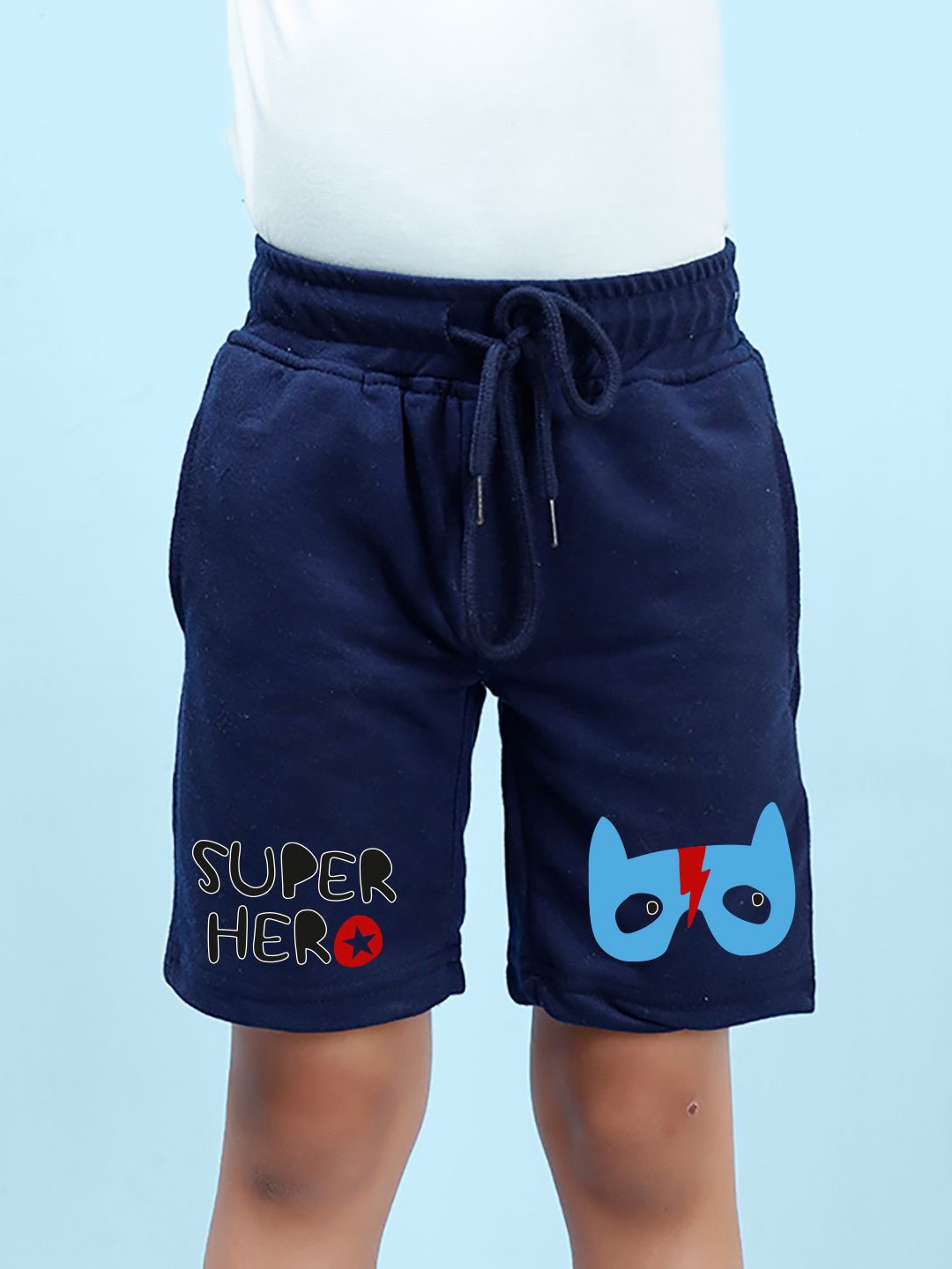

NUSYL Boys Graphic Printed Regular Fit Mid-Rise Cotton Shorts, Blue