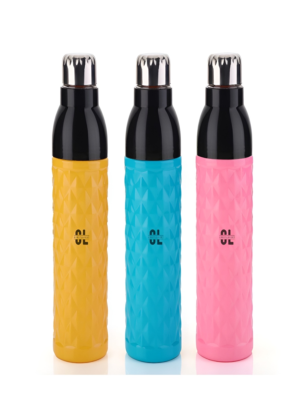 

Craftlayout Pink & Blue Set of 2 Plastic Printed Single Wall Vacuum Water Bottle