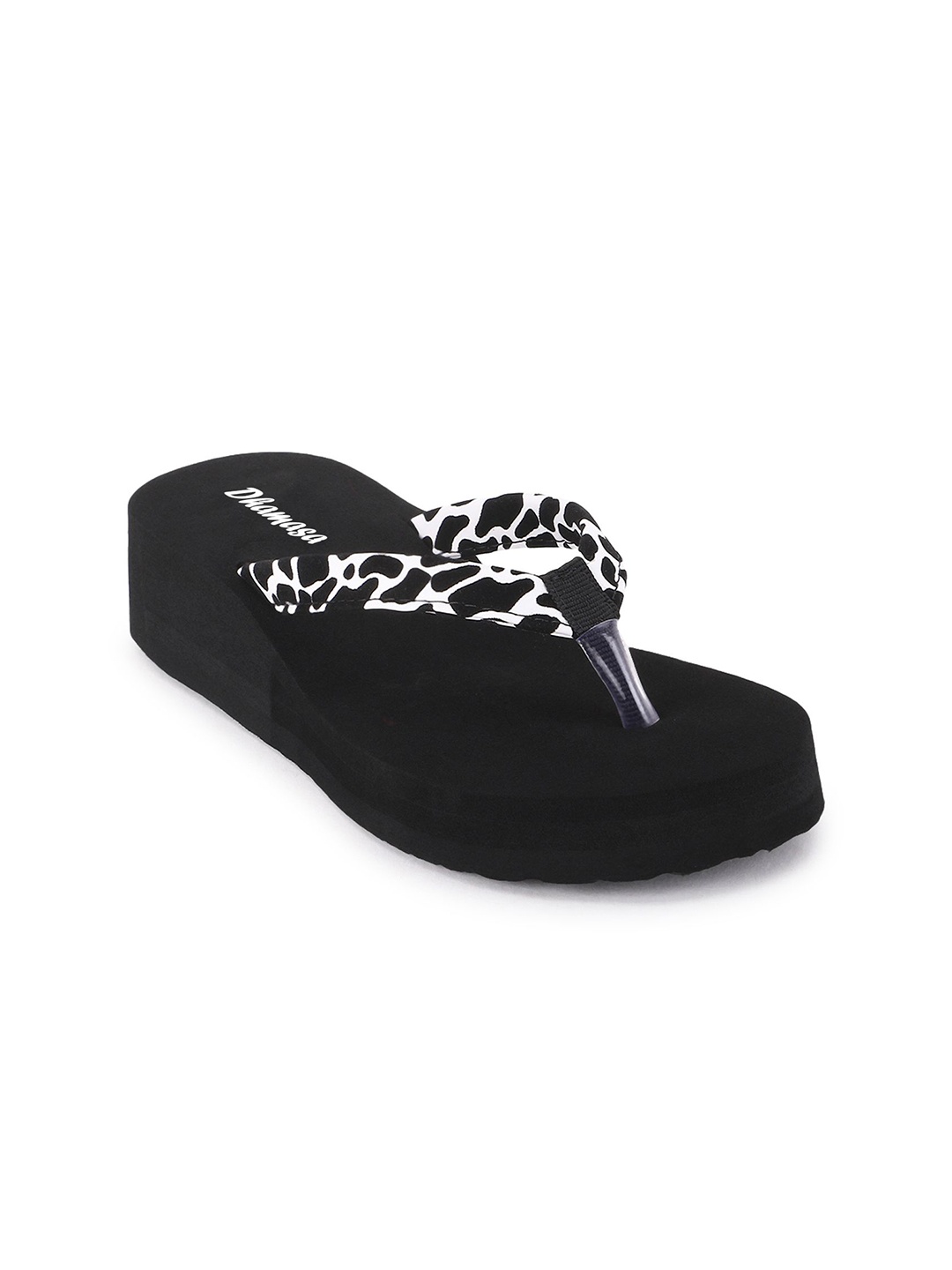 

DHAMASA Printed Round Toe Sandals, Black
