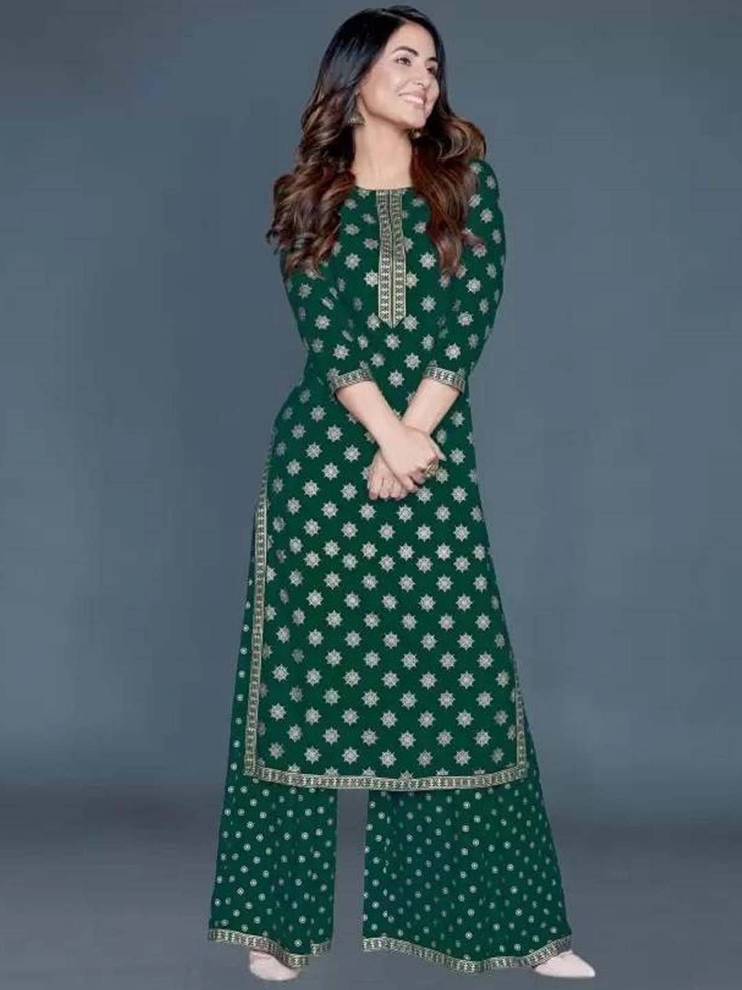 

Moda Rapido Women Floral Printed Regular Kurta with Palazzos, Green