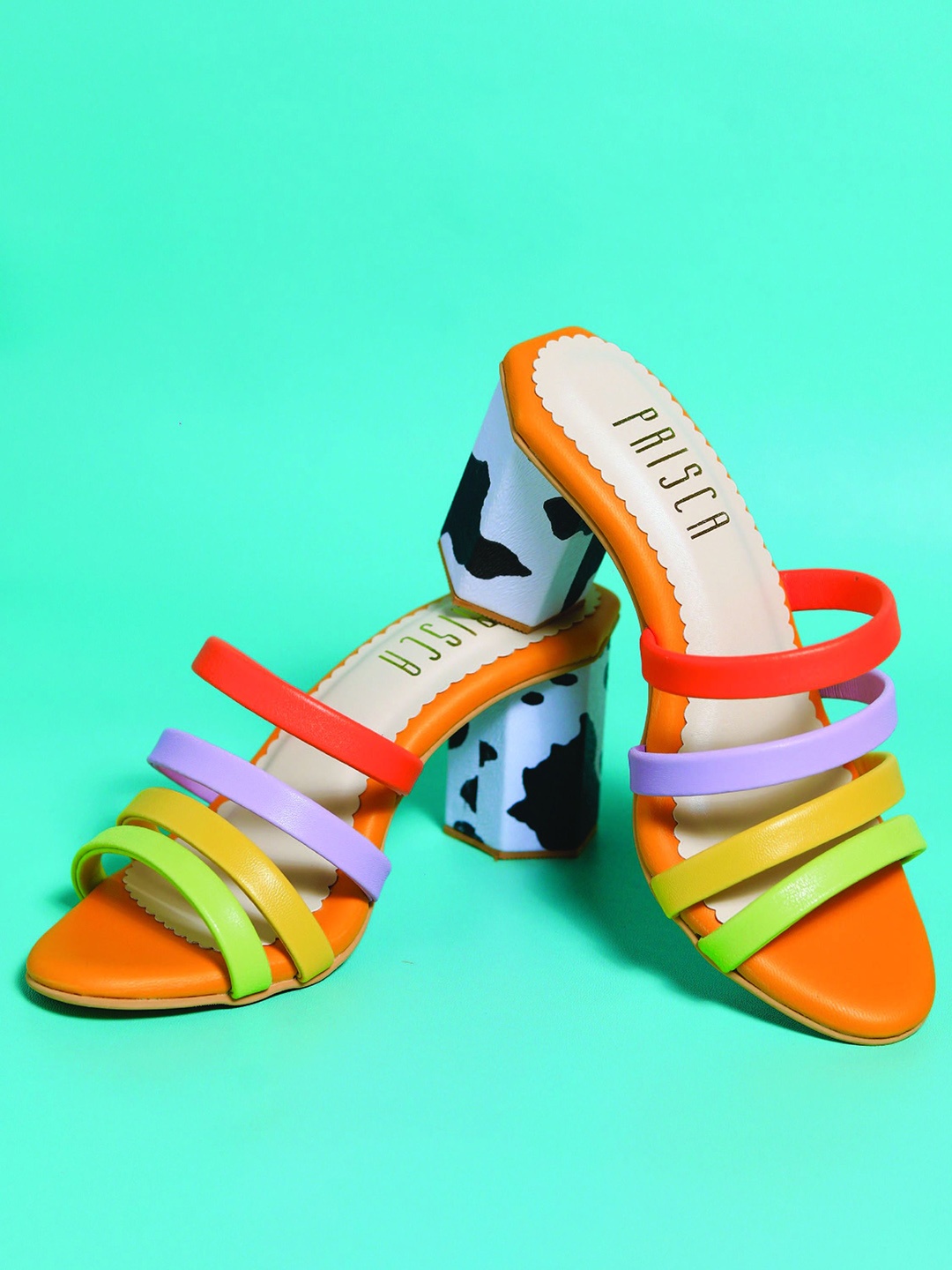 

House of Prisca Colourblocked Party Block Sandals, Multi