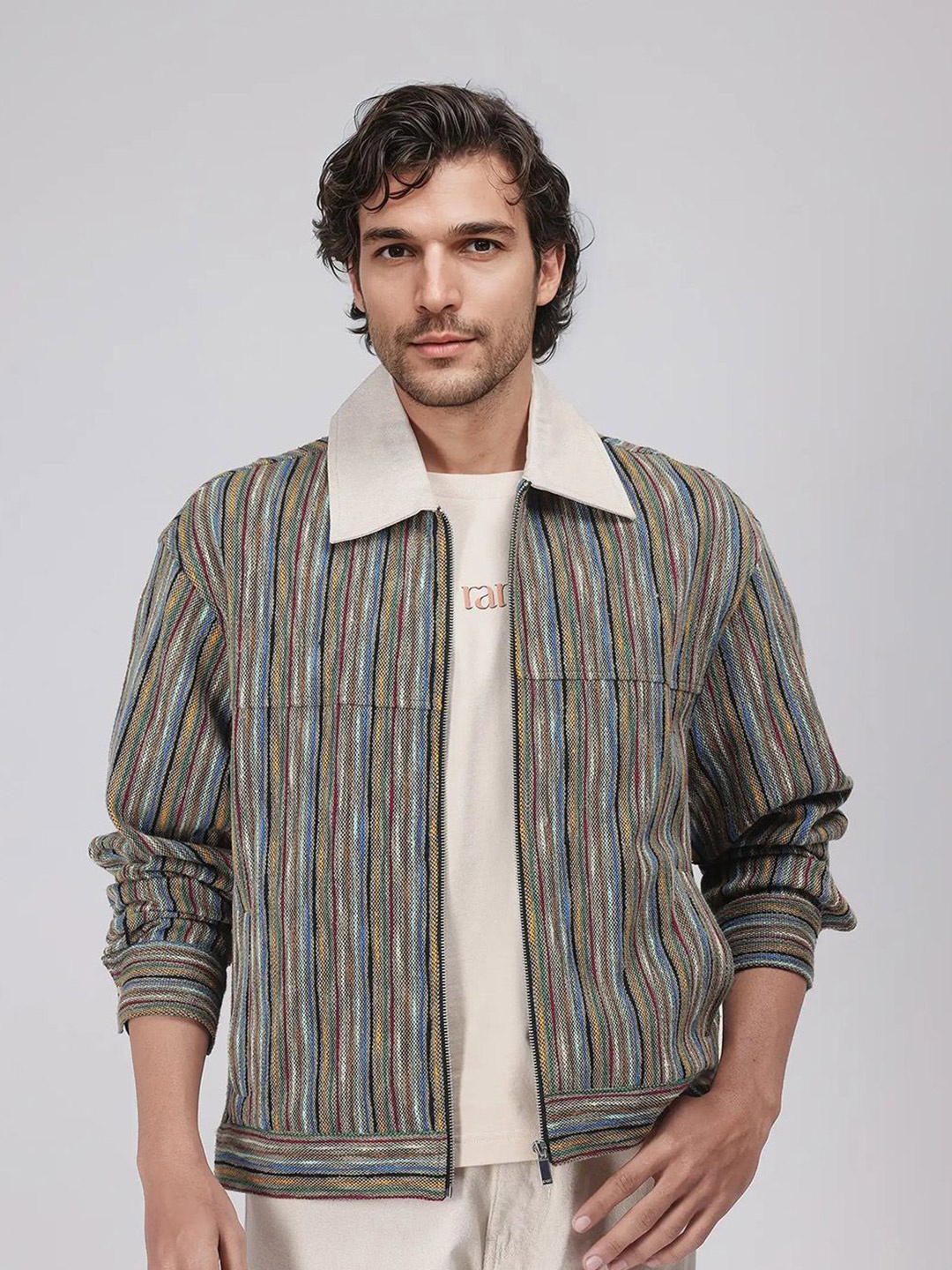 

RARE RABBIT Men Striped Tailored Jacket, Brown