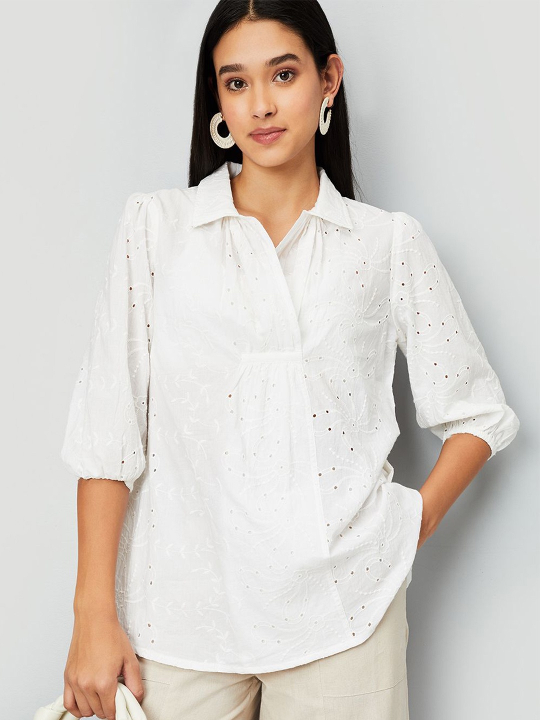 

max Schiffili Embroidered Top, White