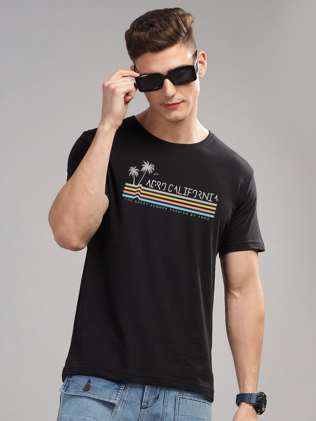 

ADRO Men Printed T-shirt, Black