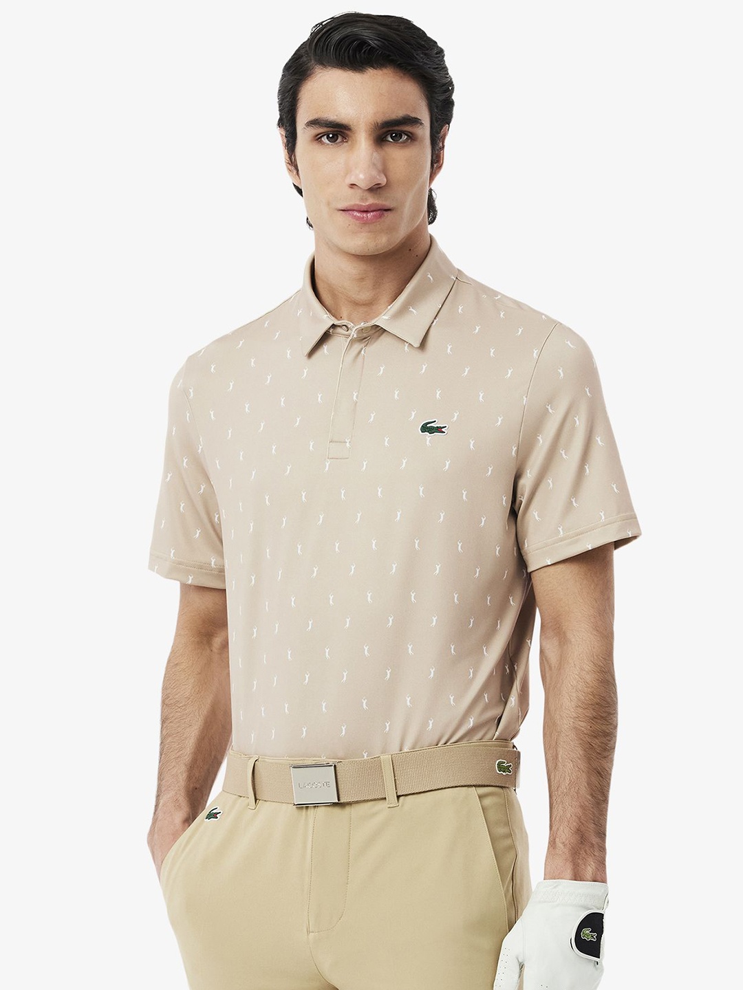 

Lacoste Men Polo Collar Applique T-shirt, Beige