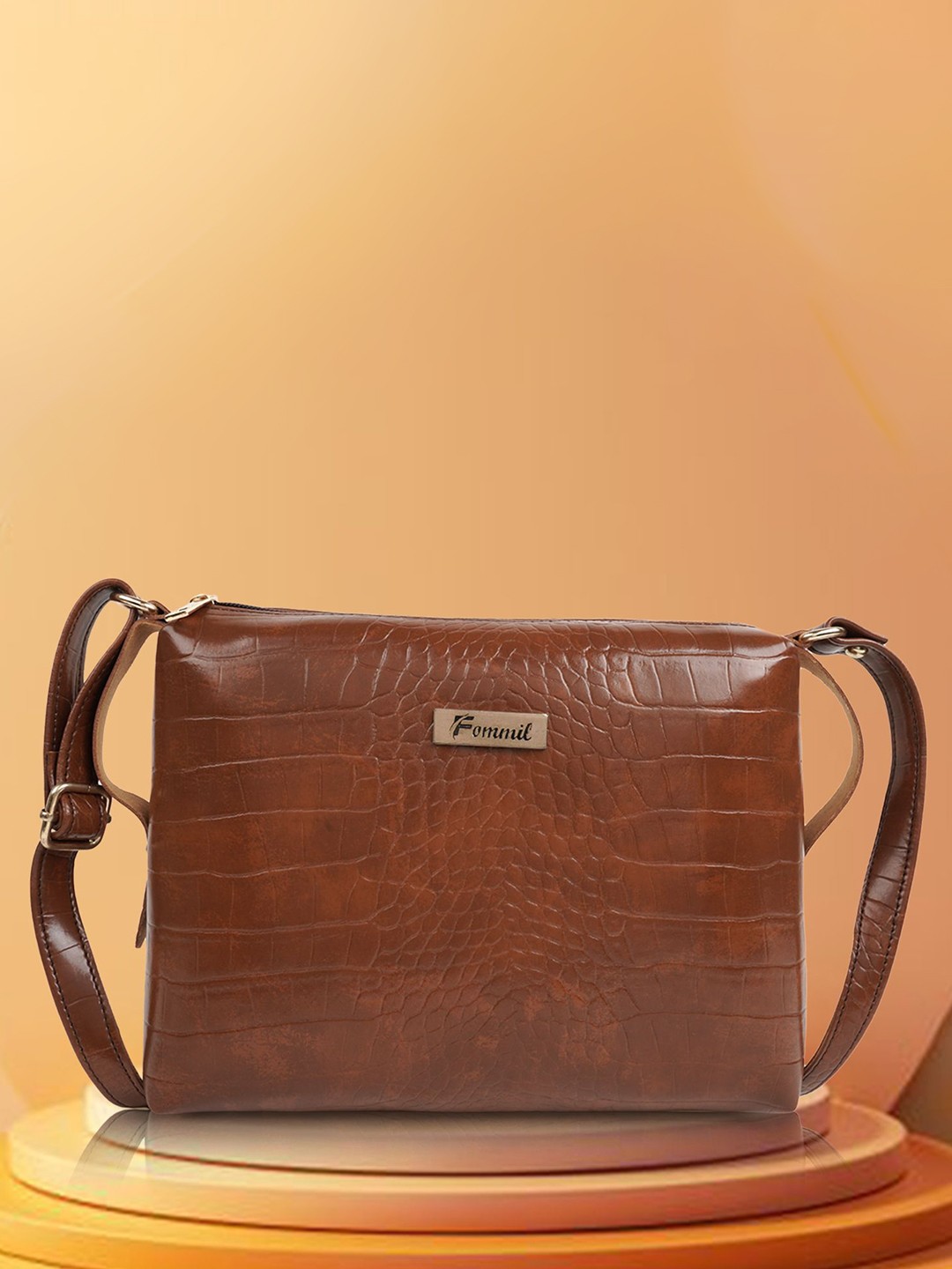 

FOMMIL Structured Sling Bag, Brown