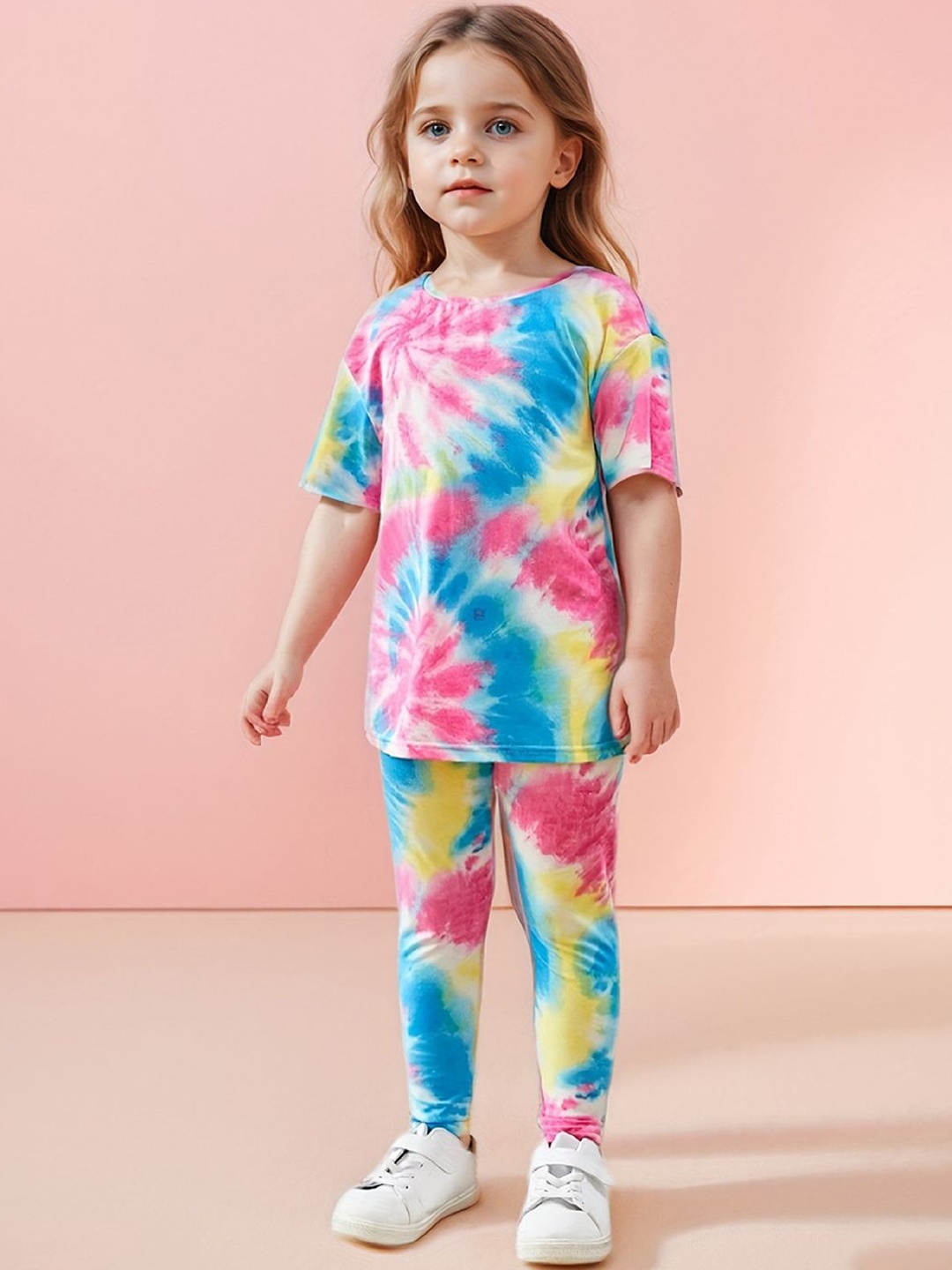 

YK Girls Printed Top With Shorts, Blue