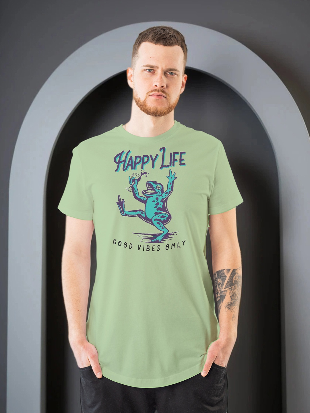 

Moda Rapido Men Graphic Printed Round Neck Regular Fit T-shirt, Sea green