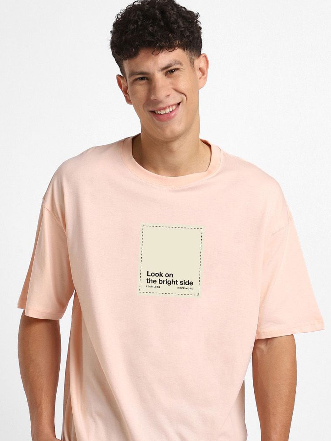 

NOBERO Men Oversized Graphic Printed T-shirt, Pink
