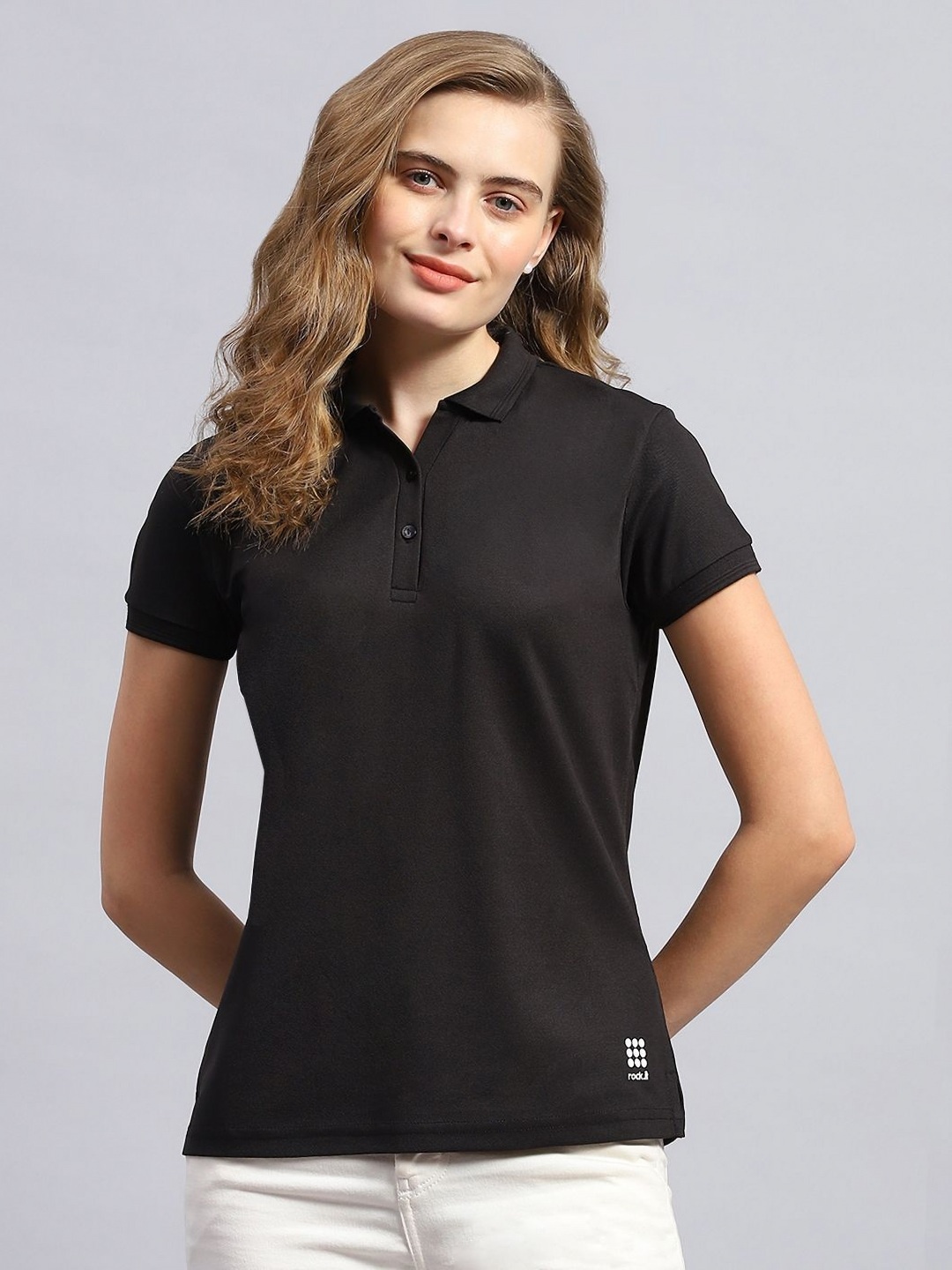 

rock.it Women Polo Collar T-shirt, Black