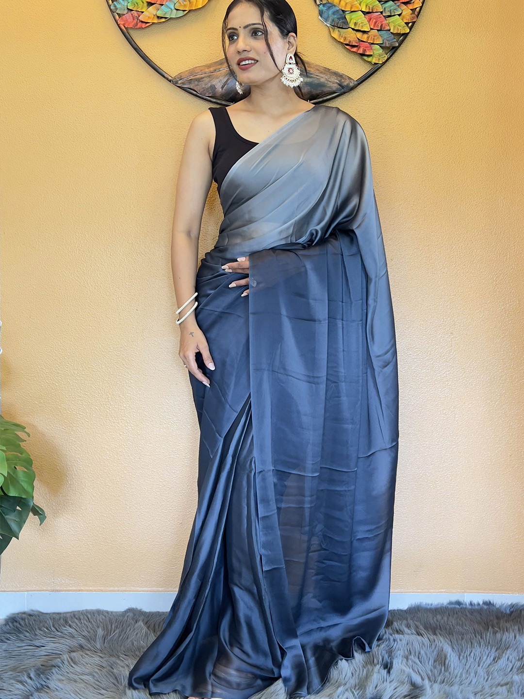 

HERE&NOW Pure Chiffon Jamdani Saree, Blue