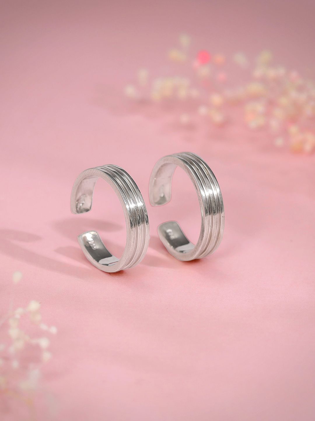 

GIVA Rhodium-Plated Oxidised Toe Rings, Silver