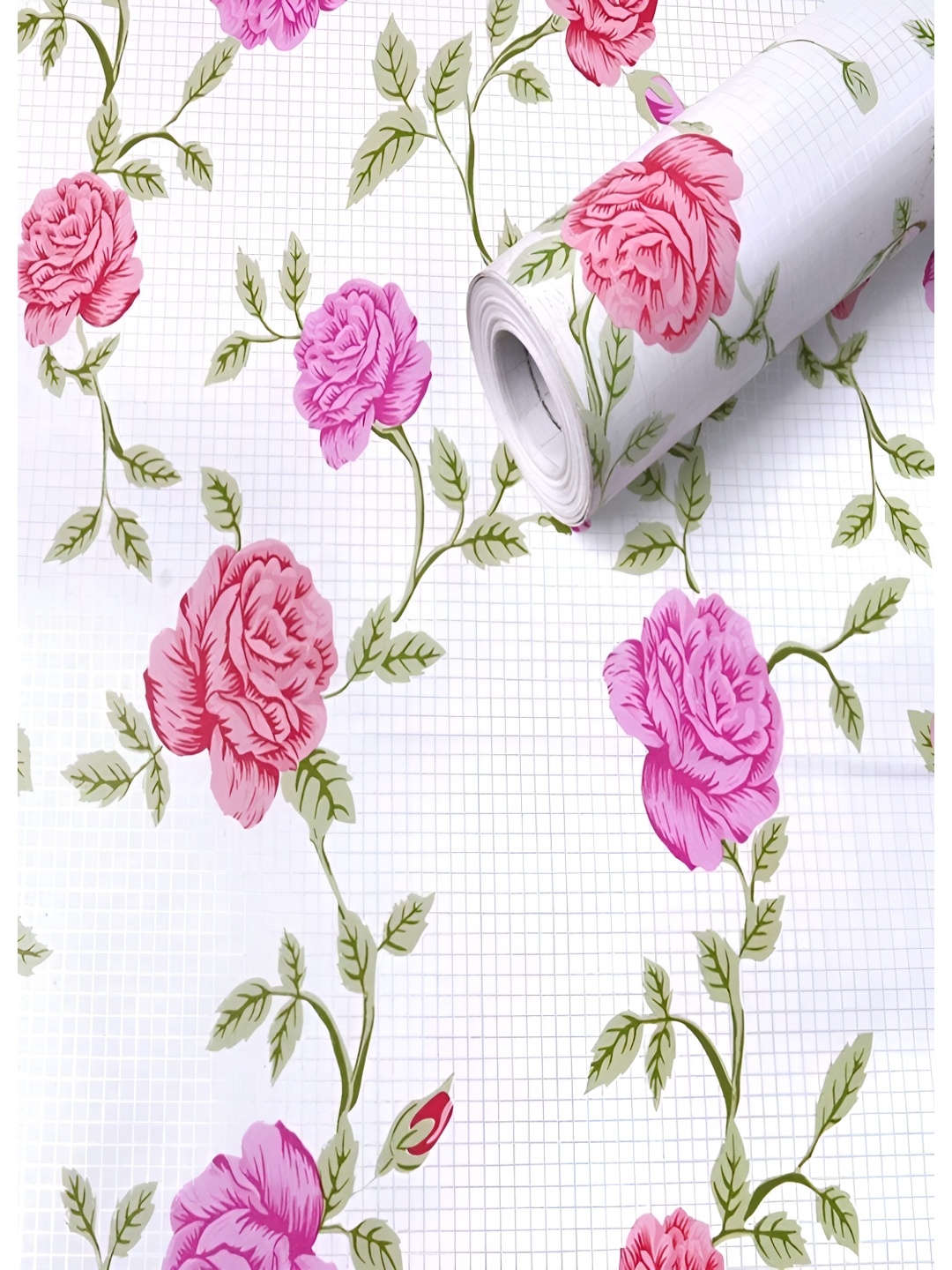 

HOMEMATES White & Pink Printed Waterproof Wall Sticker