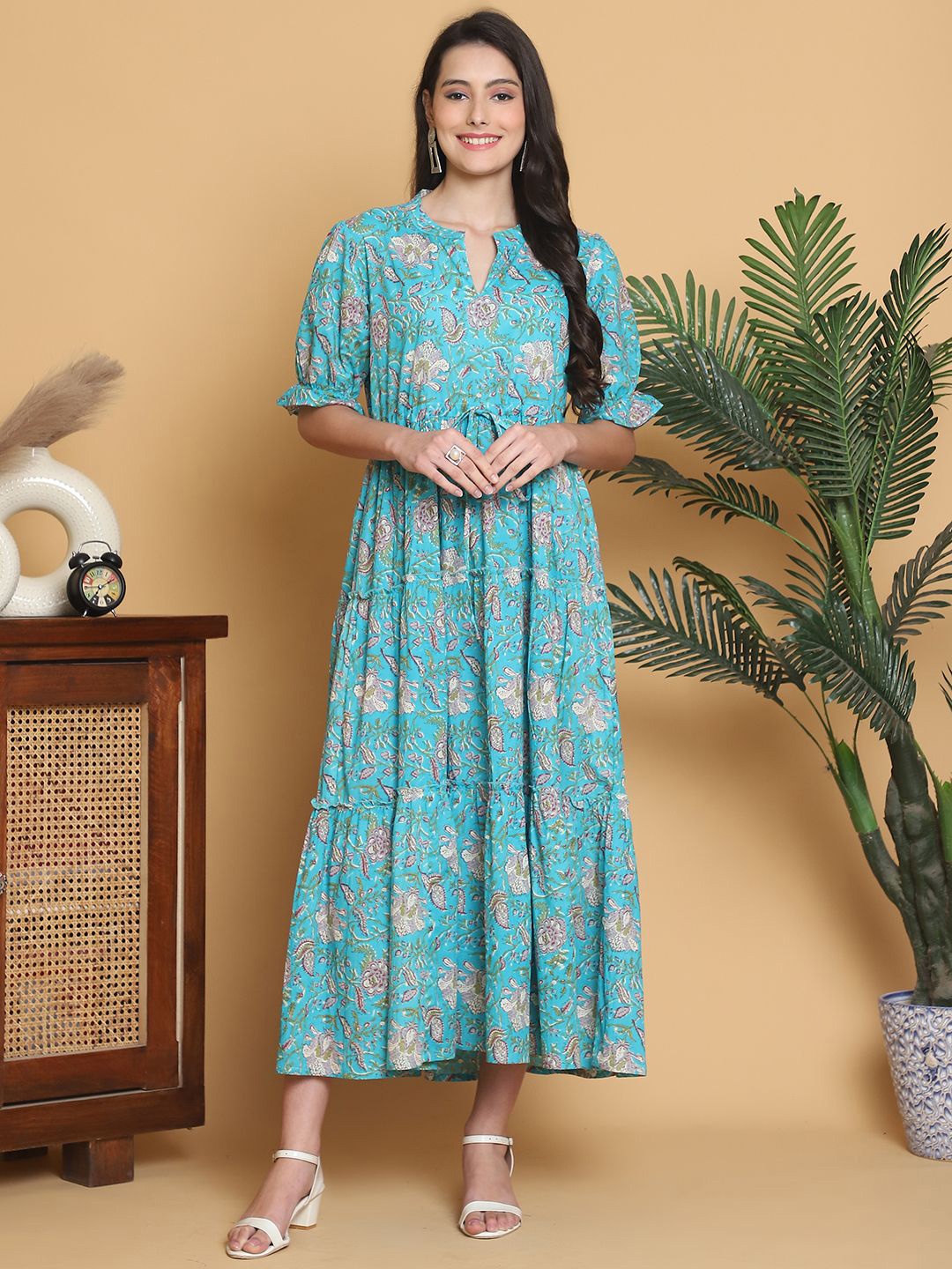 

Aawari Floral Print A-Line Maxi Dress, Blue