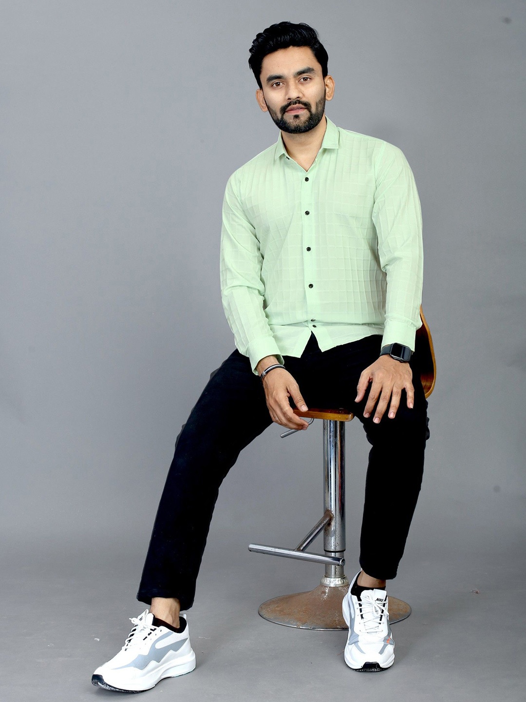 

FABRIPPLE Men Classic Opaque Casual Shirt, Lime green