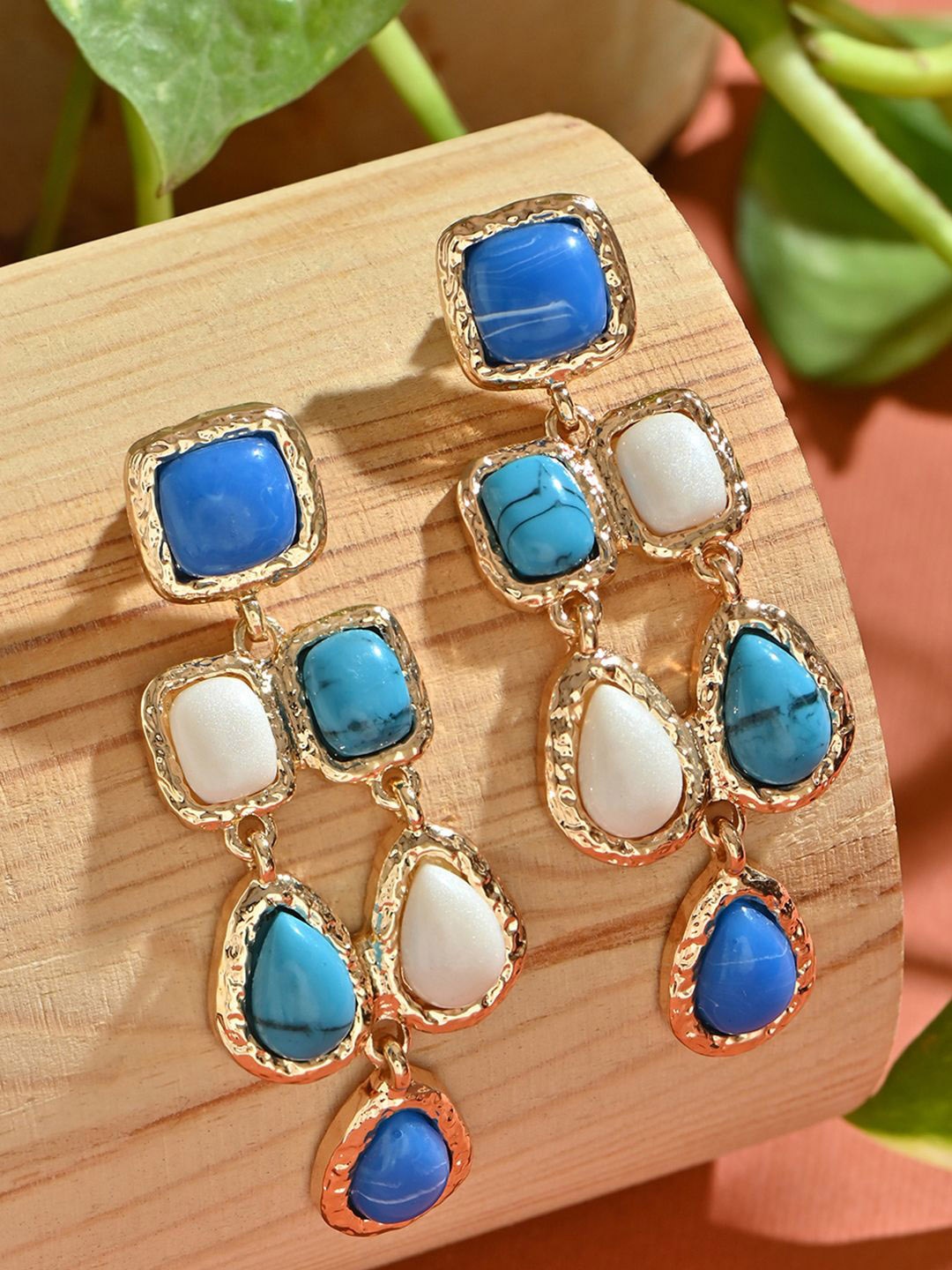 

ToniQ Geometric Drop Earrings, Turquoise blue