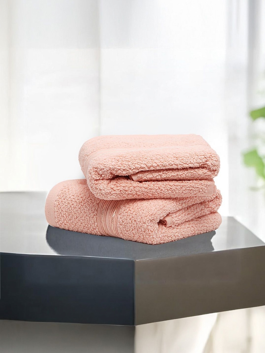 

LANE LINEN Pink 2 Pieces 575 GSM Pure Cotton Hand Towels